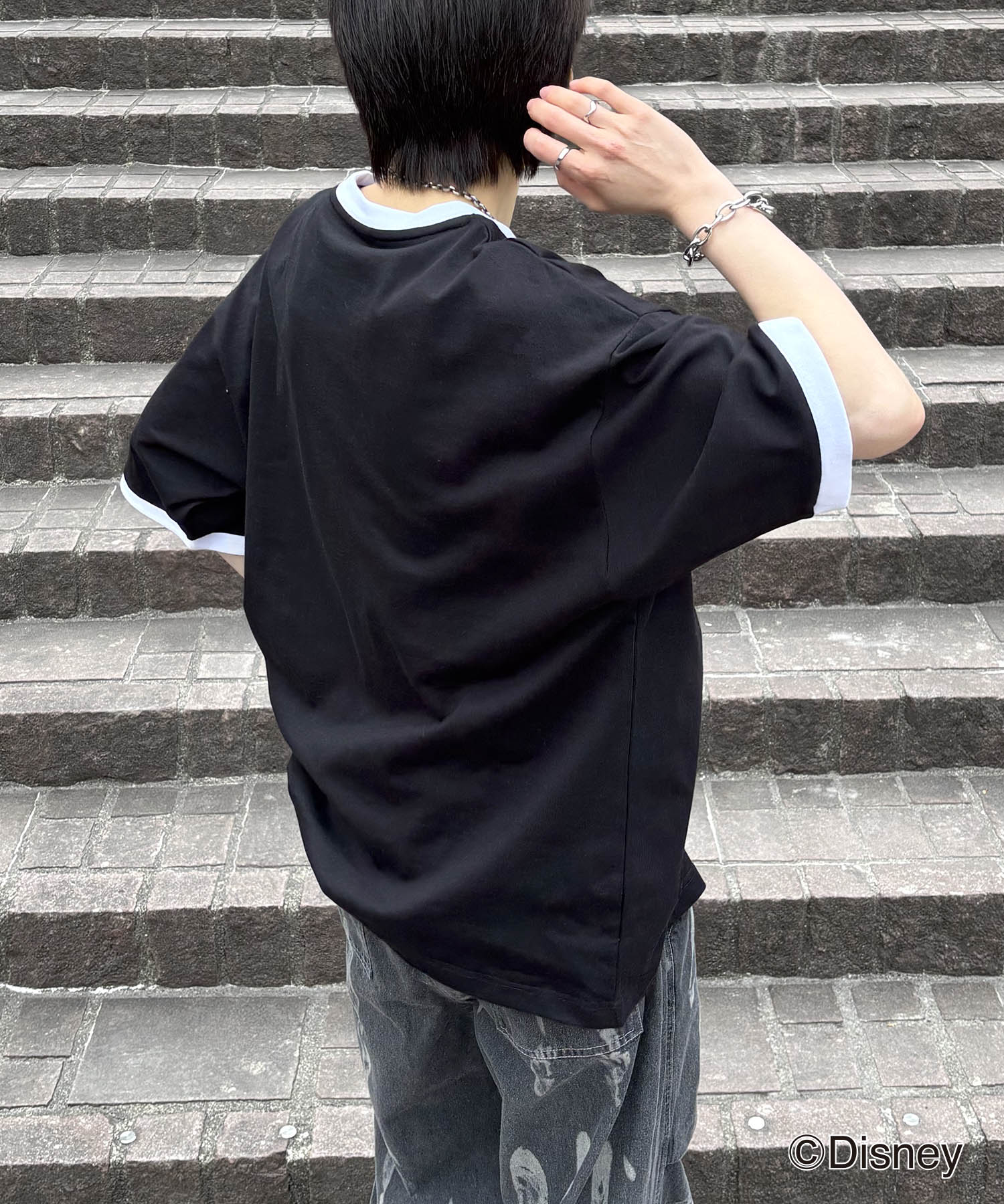 25SS Disney ヴィンテージライクプリント グーフィー リンガー半袖Tシャツ