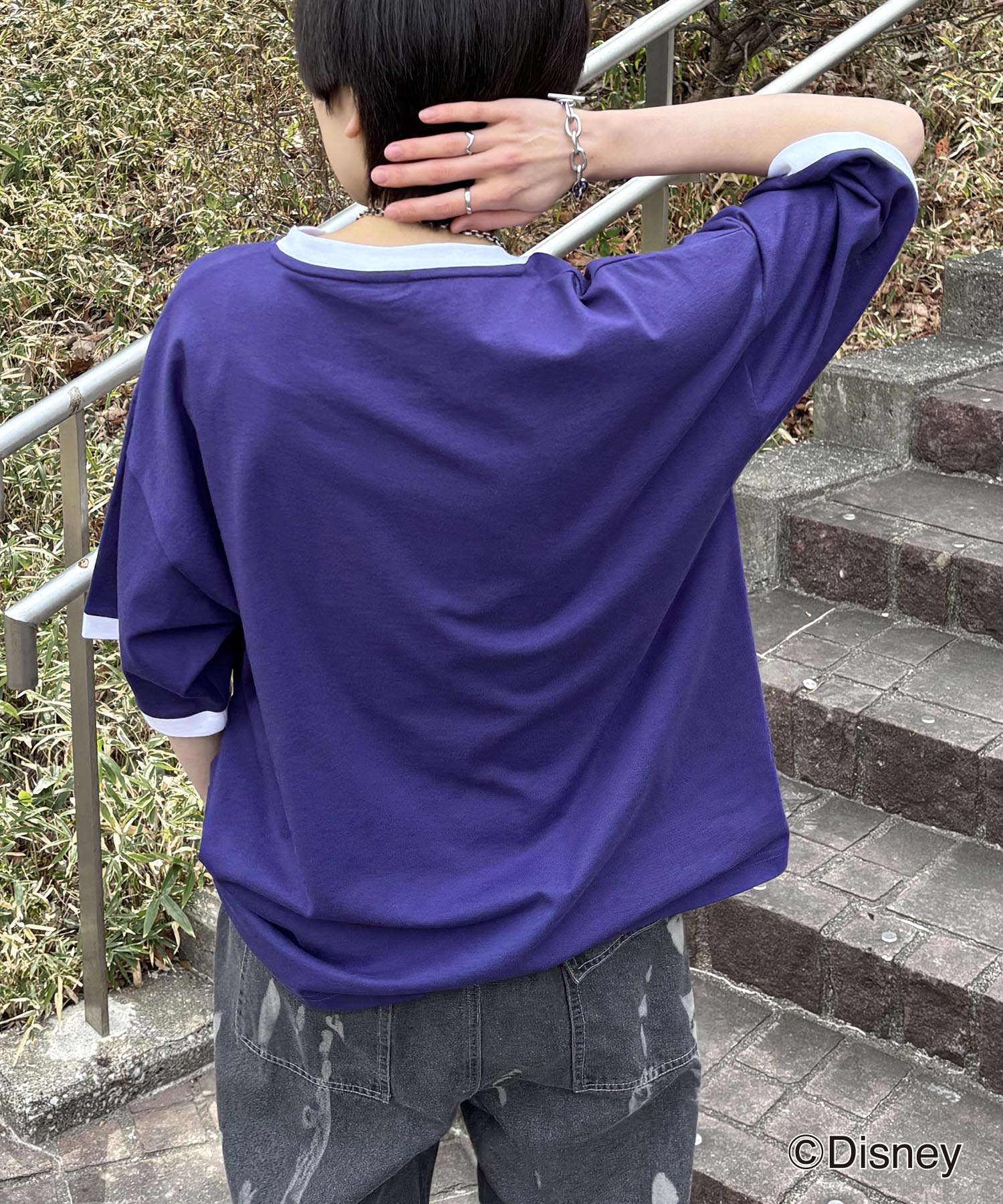 25SS Disney ヴィンテージライクプリント グーフィー リンガー半袖Tシャツ