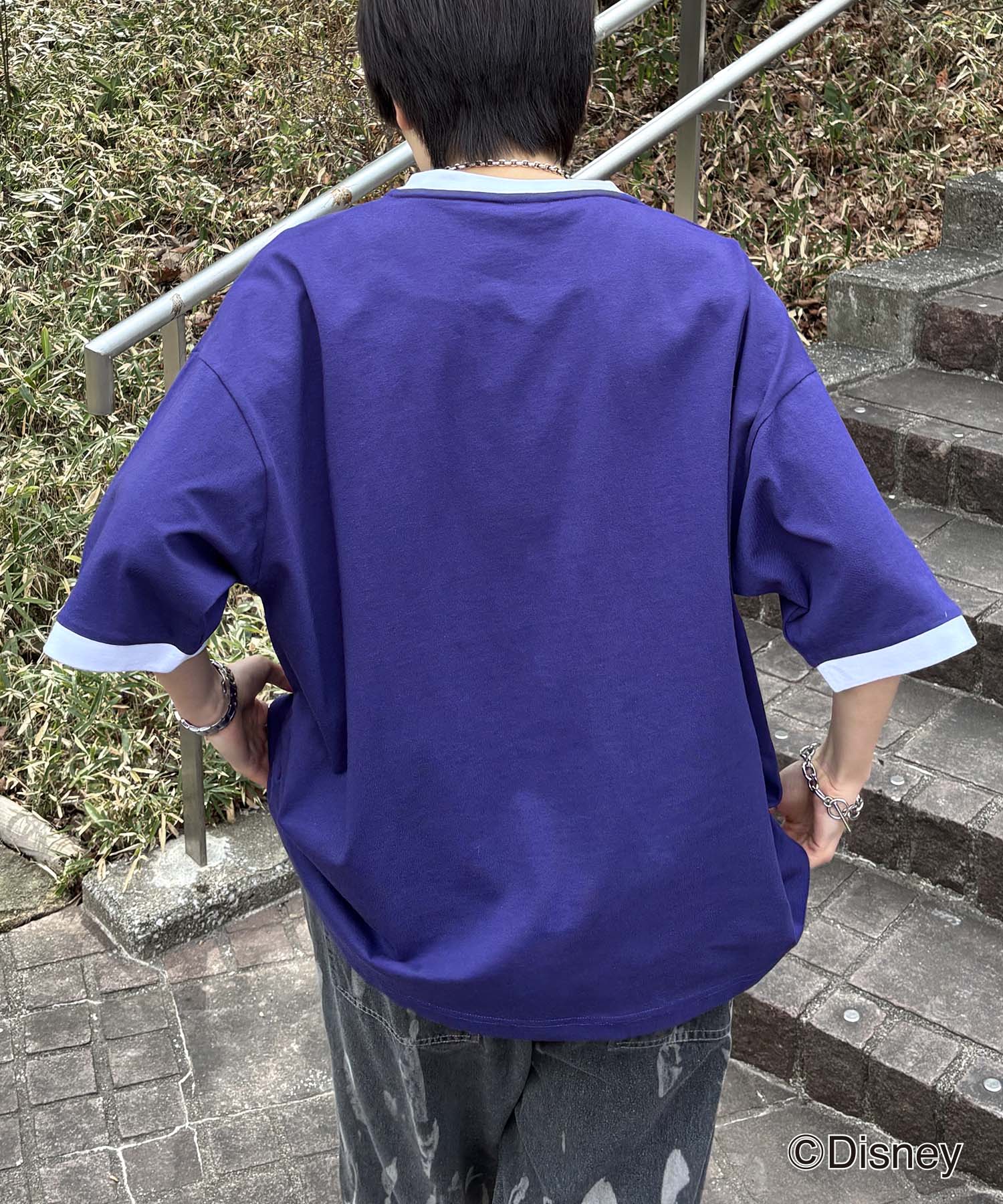 25SS Disney ヴィンテージライクプリント グーフィー リンガー半袖Tシャツ
