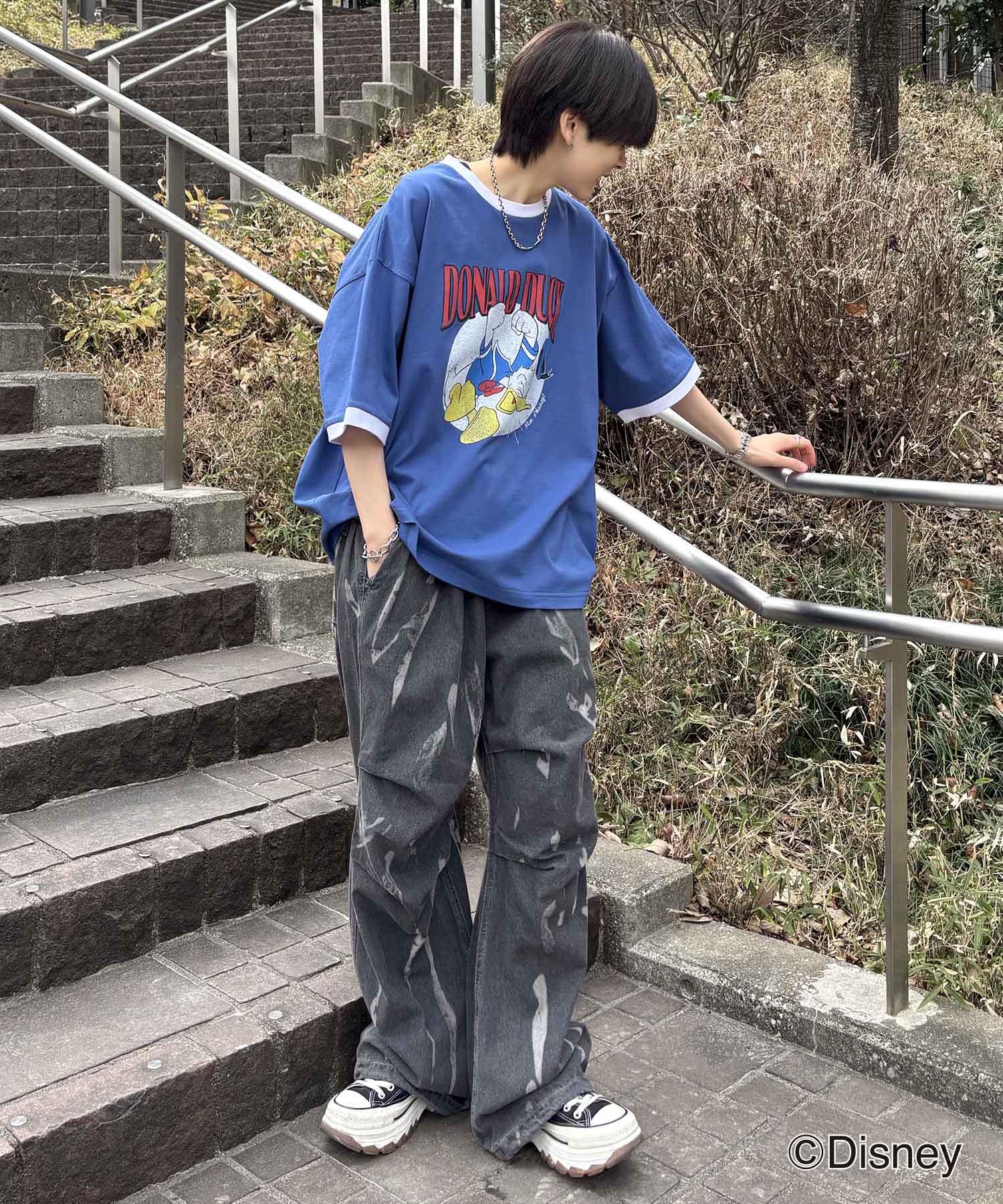 25SS Disney ヴィンテージライクプリント ドナルド リンガー半袖Tシャツ