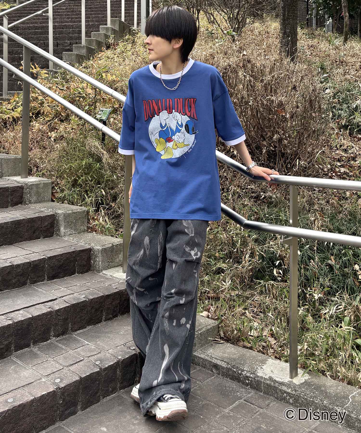 25SS Disney ヴィンテージライクプリント ドナルド リンガー半袖Tシャツ