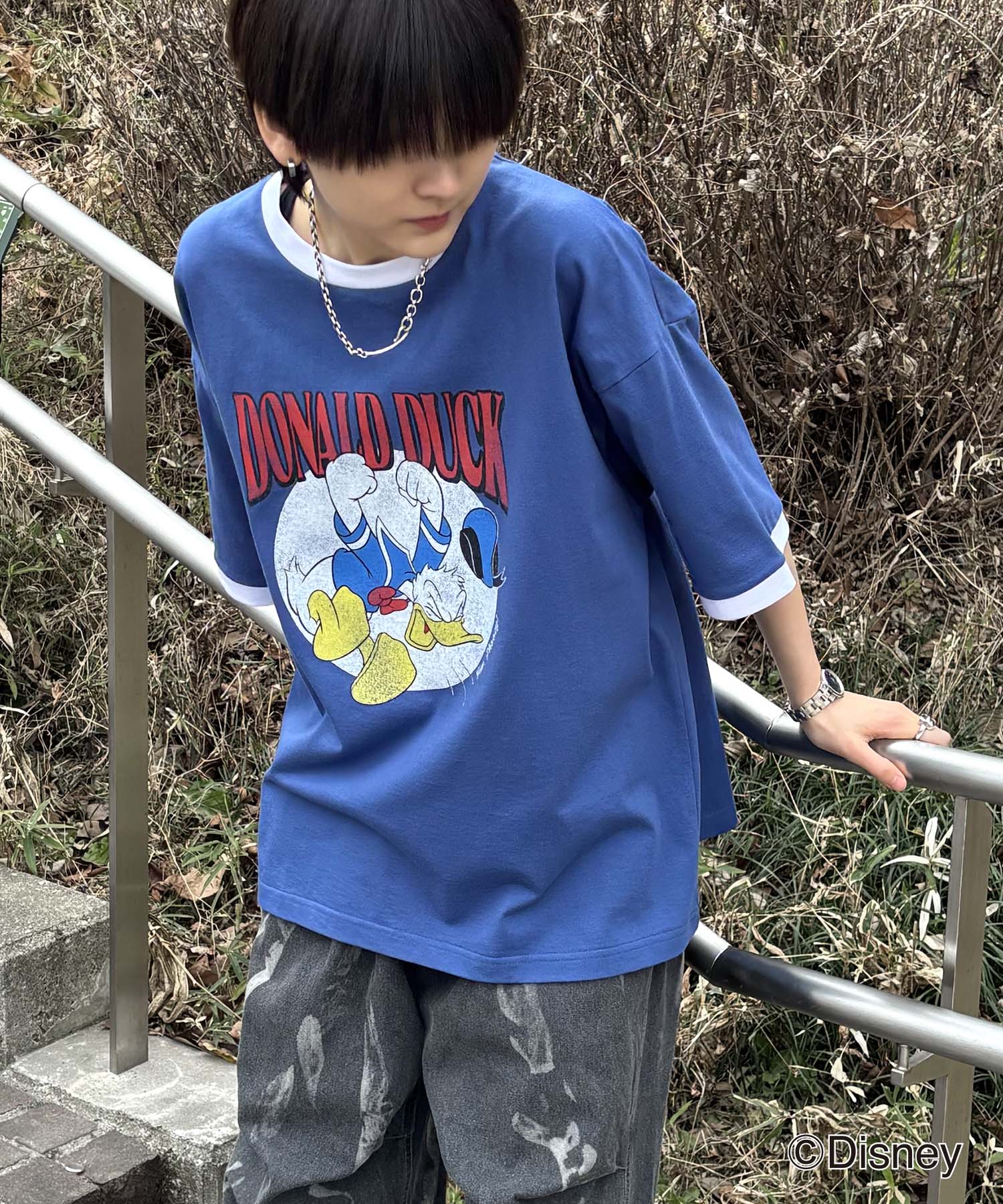 25SS Disney ヴィンテージライクプリント ドナルド リンガー半袖Tシャツ