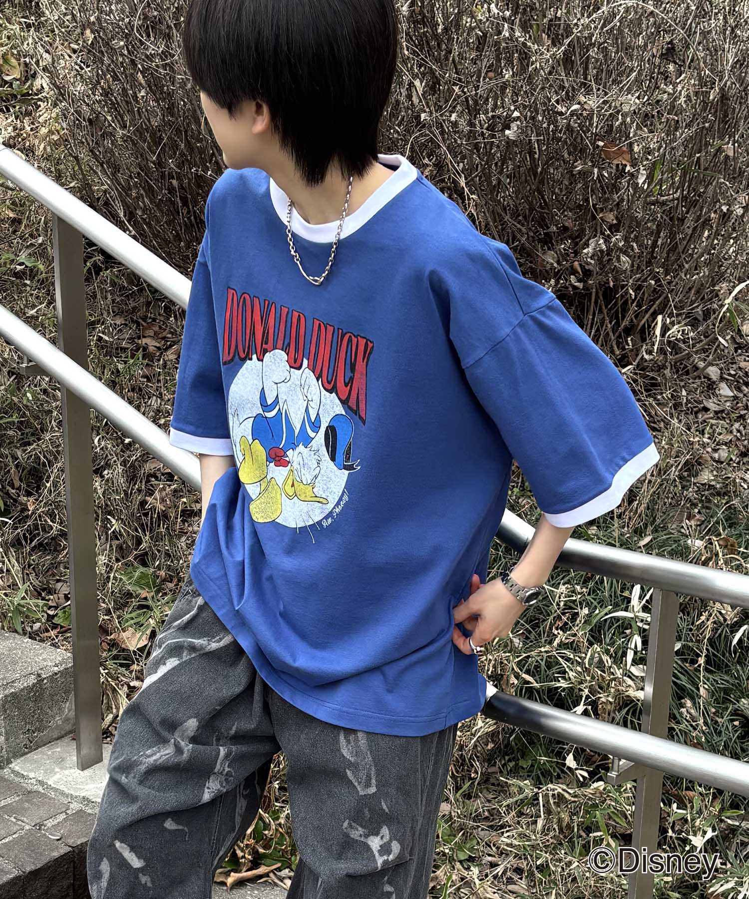 25SS Disney ヴィンテージライクプリント ドナルド リンガー半袖Tシャツ