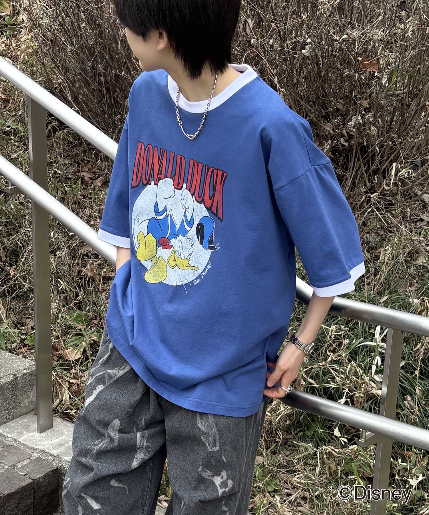 25SS Disney ヴィンテージライクプリント ドナルド リンガー半袖Tシャツ