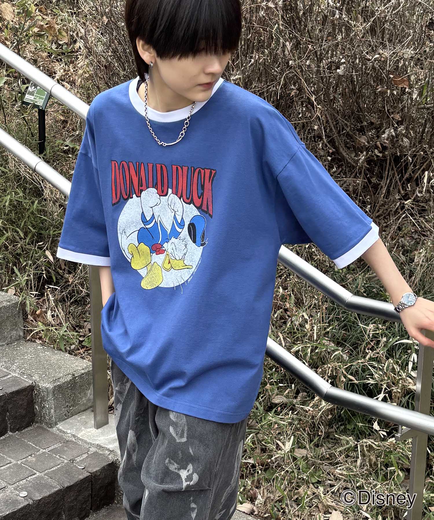25SS Disney ヴィンテージライクプリント ドナルド リンガー半袖Tシャツ