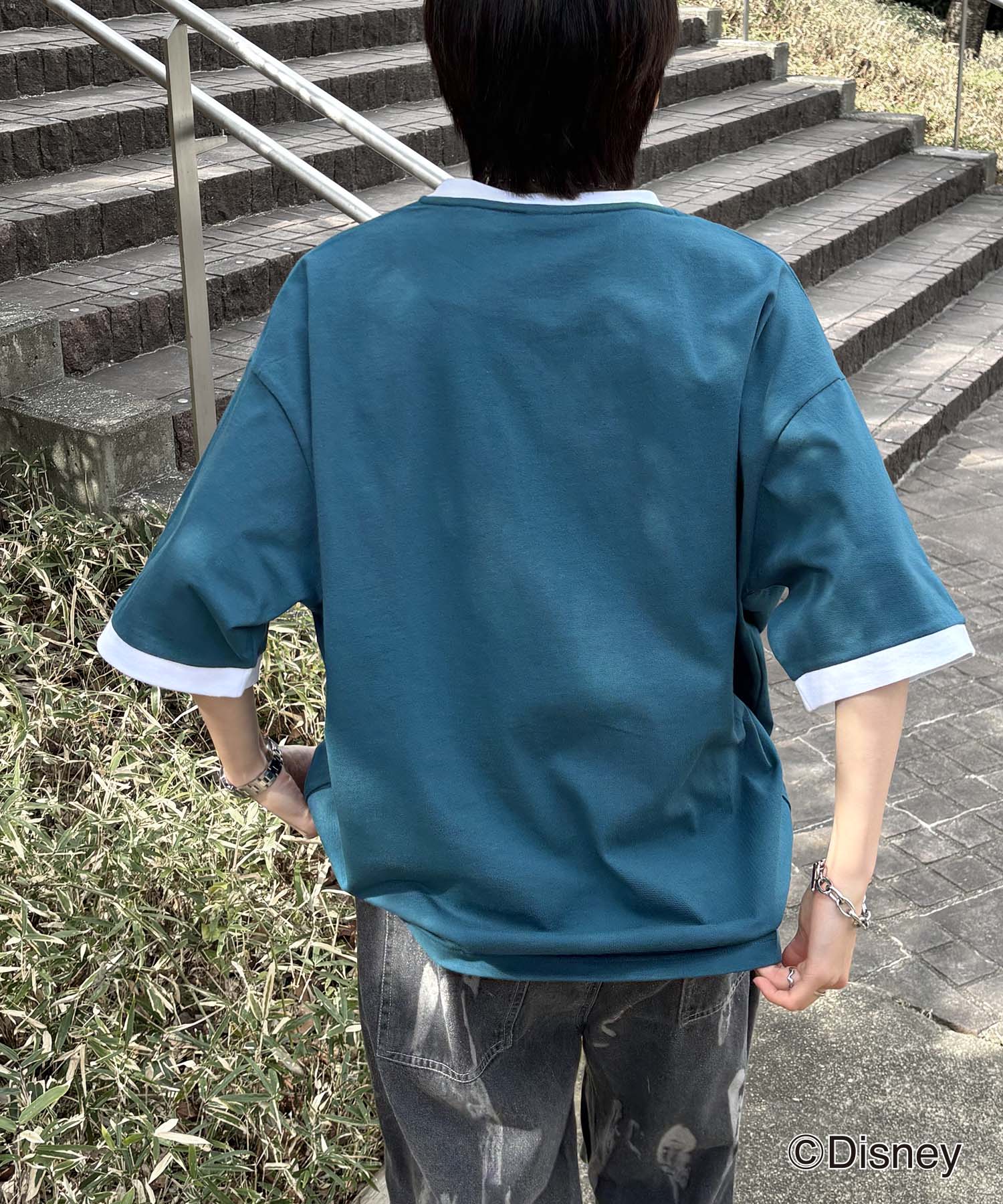25SS Disney ヴィンテージライクプリント ミッキー リンガー半袖Tシャツ