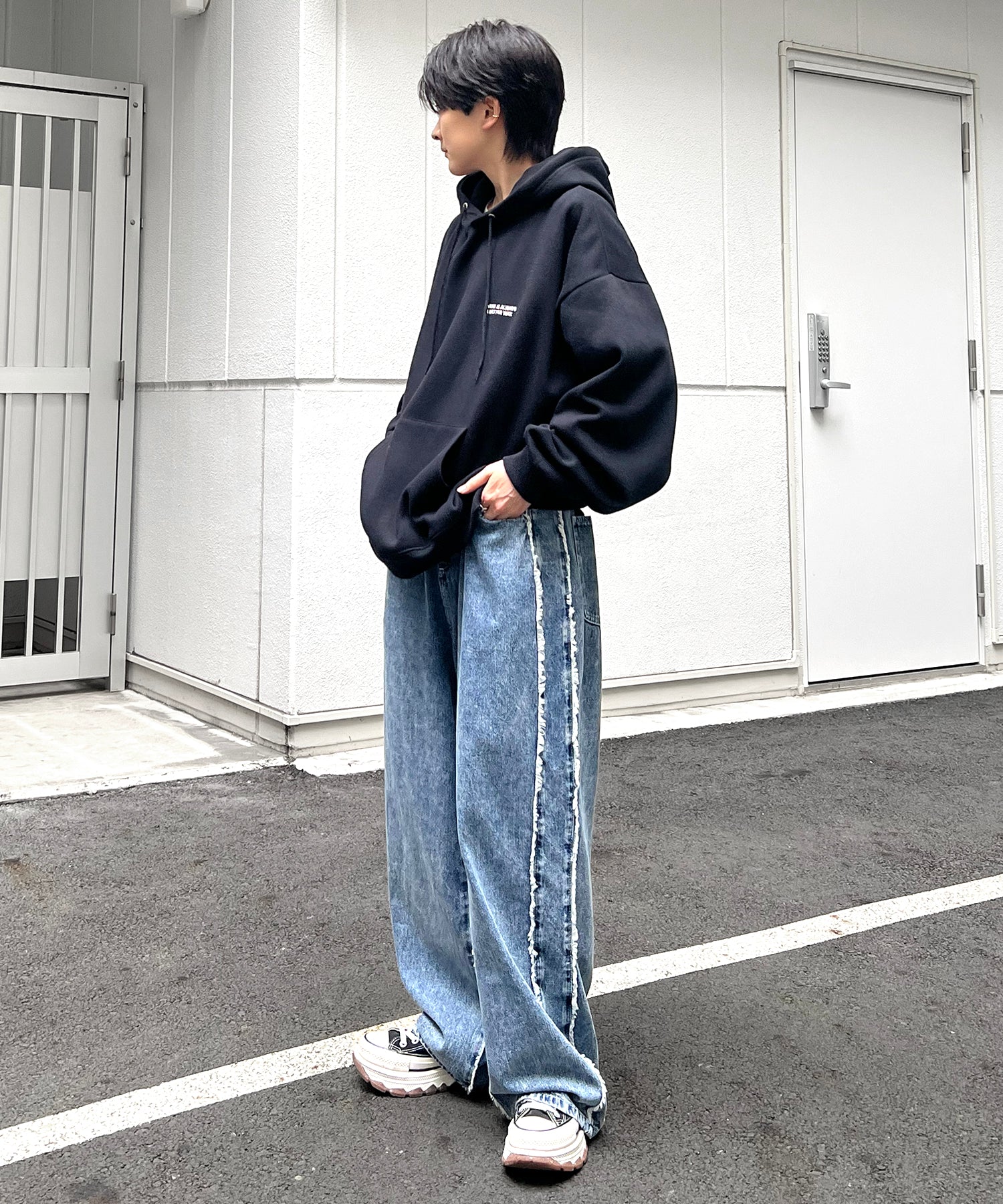 フォトプリント 韓国ストリート アソートプリントパーカー ビッグフーディー