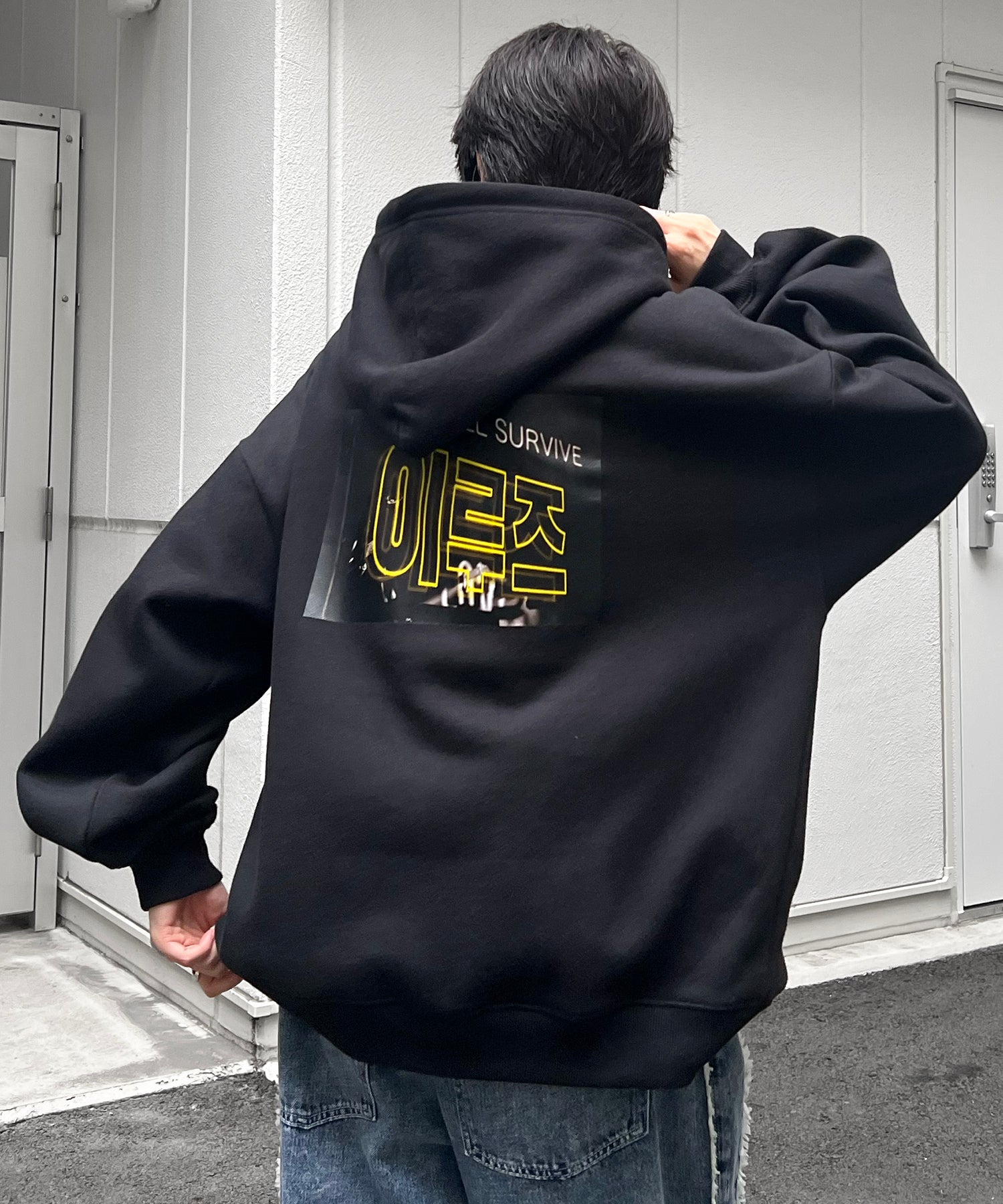 フォトプリント 韓国ストリート アソートプリントパーカー ビッグフーディー