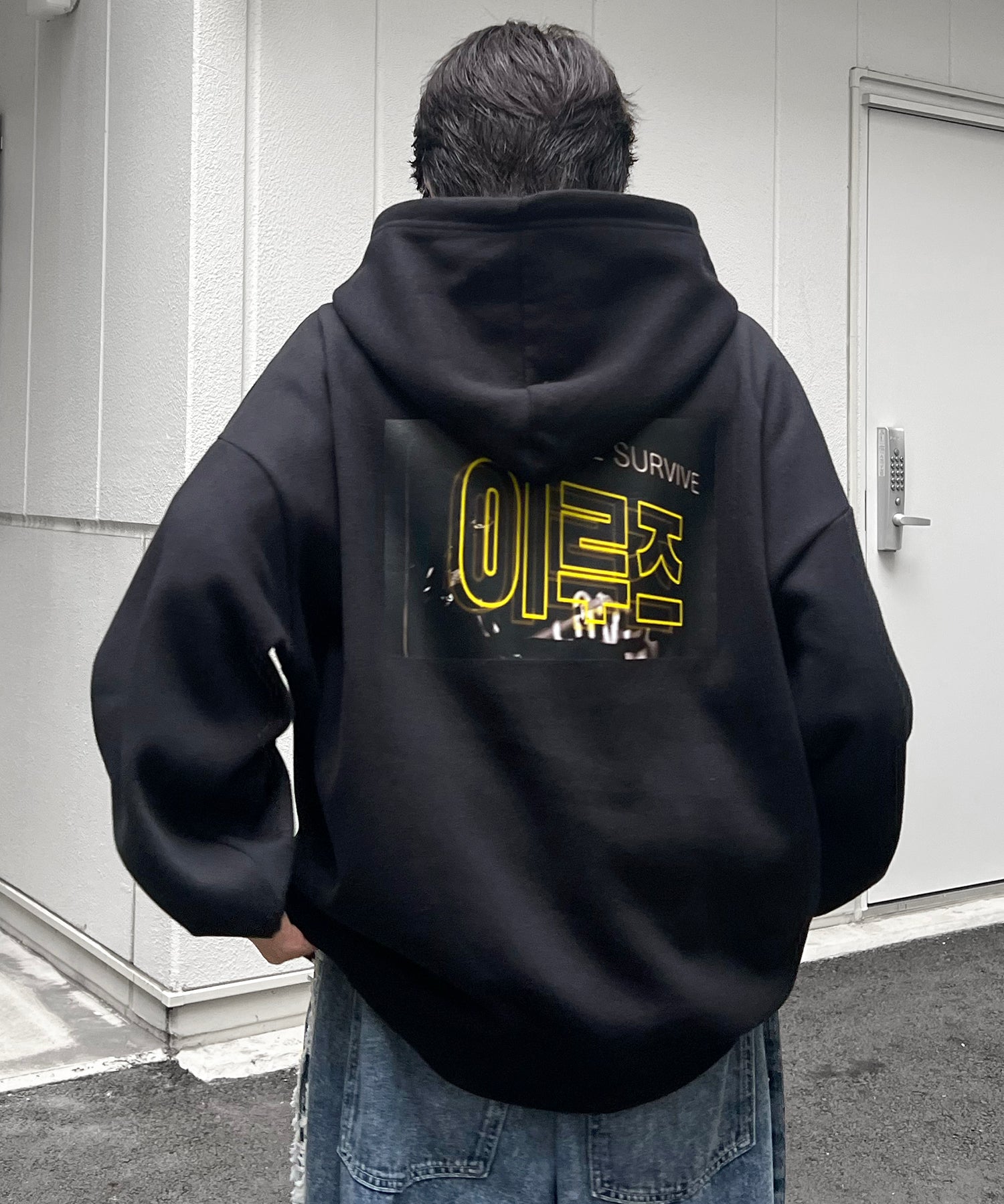 フォトプリント 韓国ストリート アソートプリントパーカー ビッグフーディー