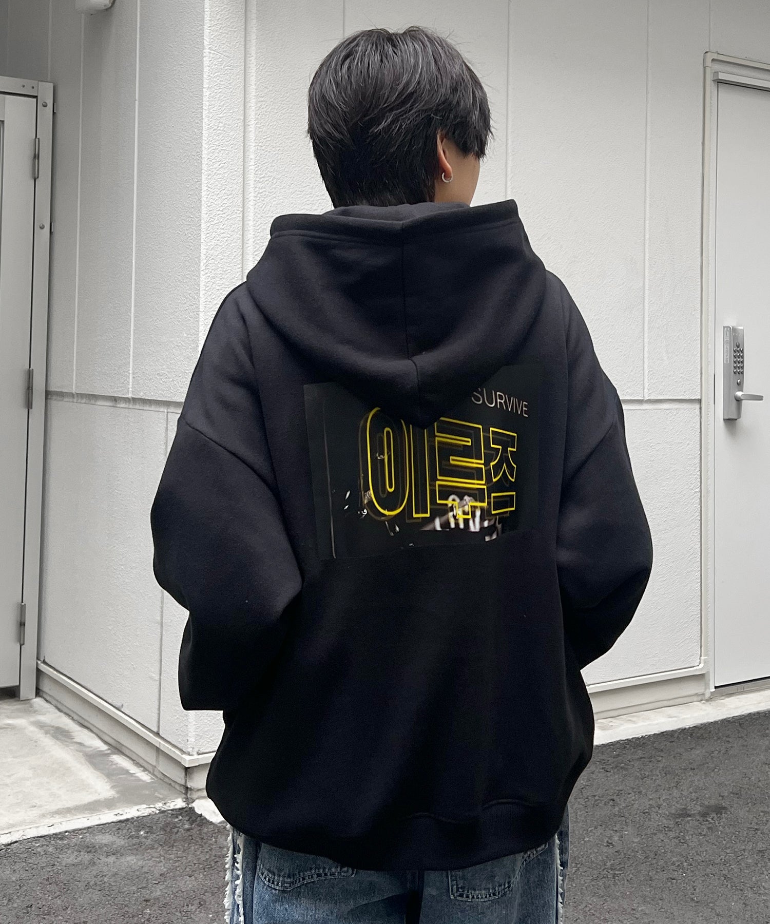 フォトプリント 韓国ストリート アソートプリントパーカー ビッグフーディー