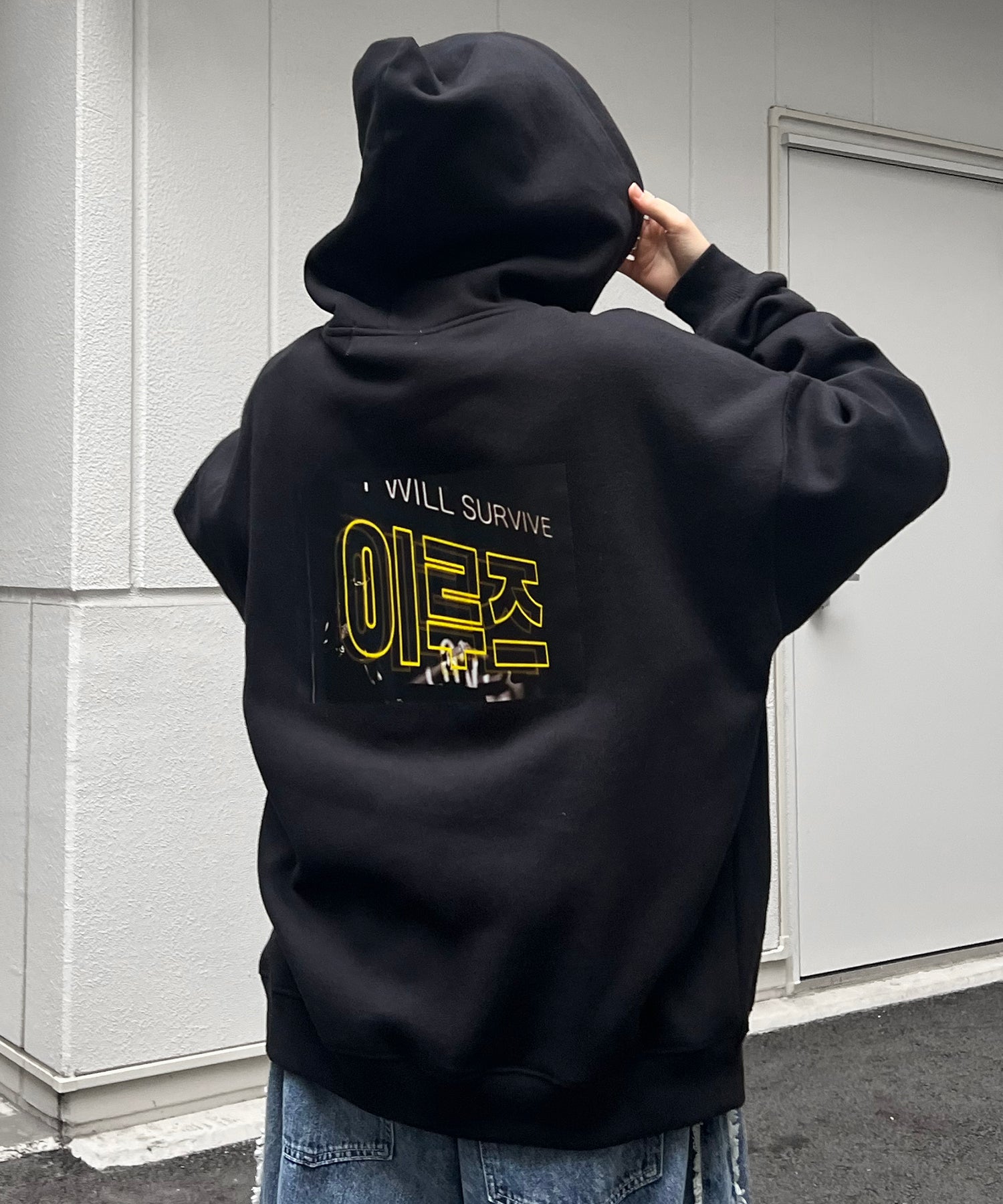 フォトプリント 韓国ストリート アソートプリントパーカー ビッグフーディー