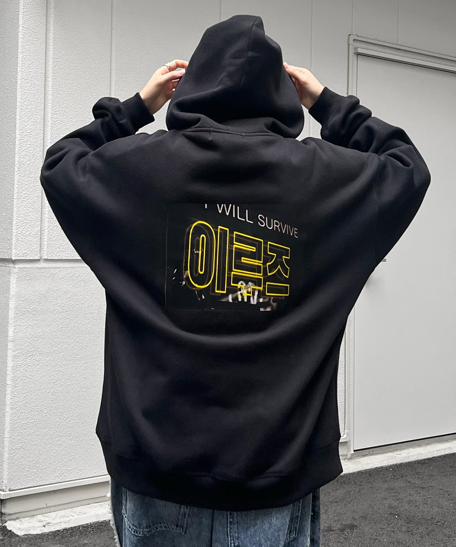 フォトプリント 韓国ストリート アソートプリントパーカー ビッグフーディー