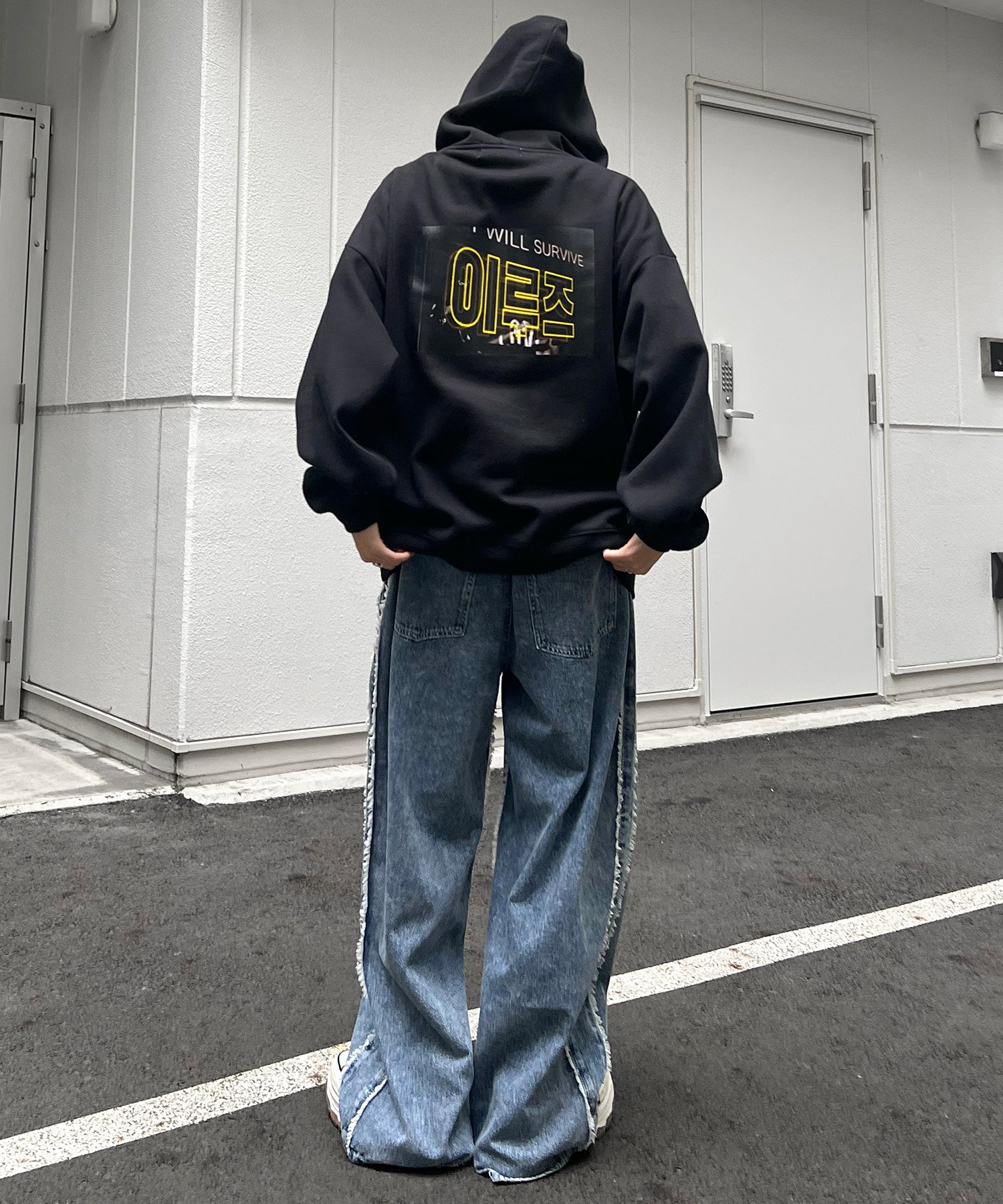 フォトプリント 韓国ストリート アソートプリントパーカー ビッグフーディー