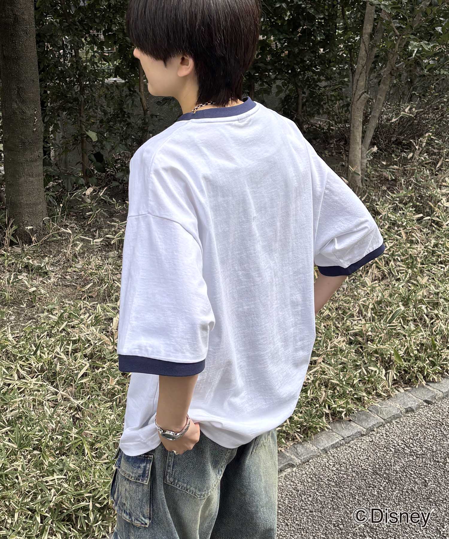25SS Disney ヴィンテージライクプリント グーフィー リンガー半袖Tシャツ