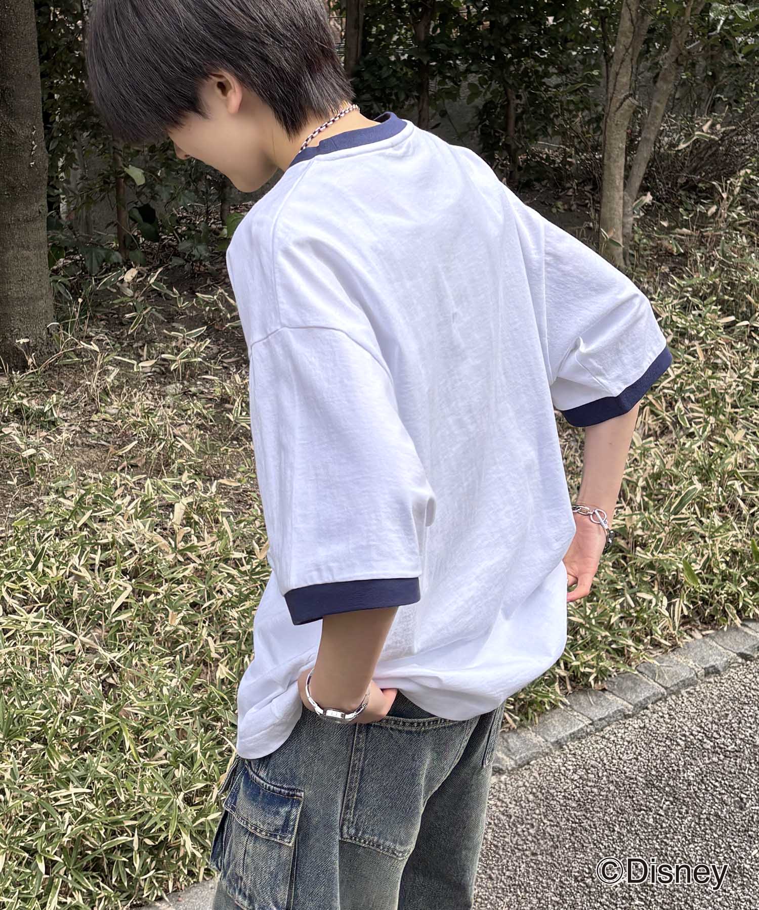 25SS Disney ヴィンテージライクプリント グーフィー リンガー半袖Tシャツ