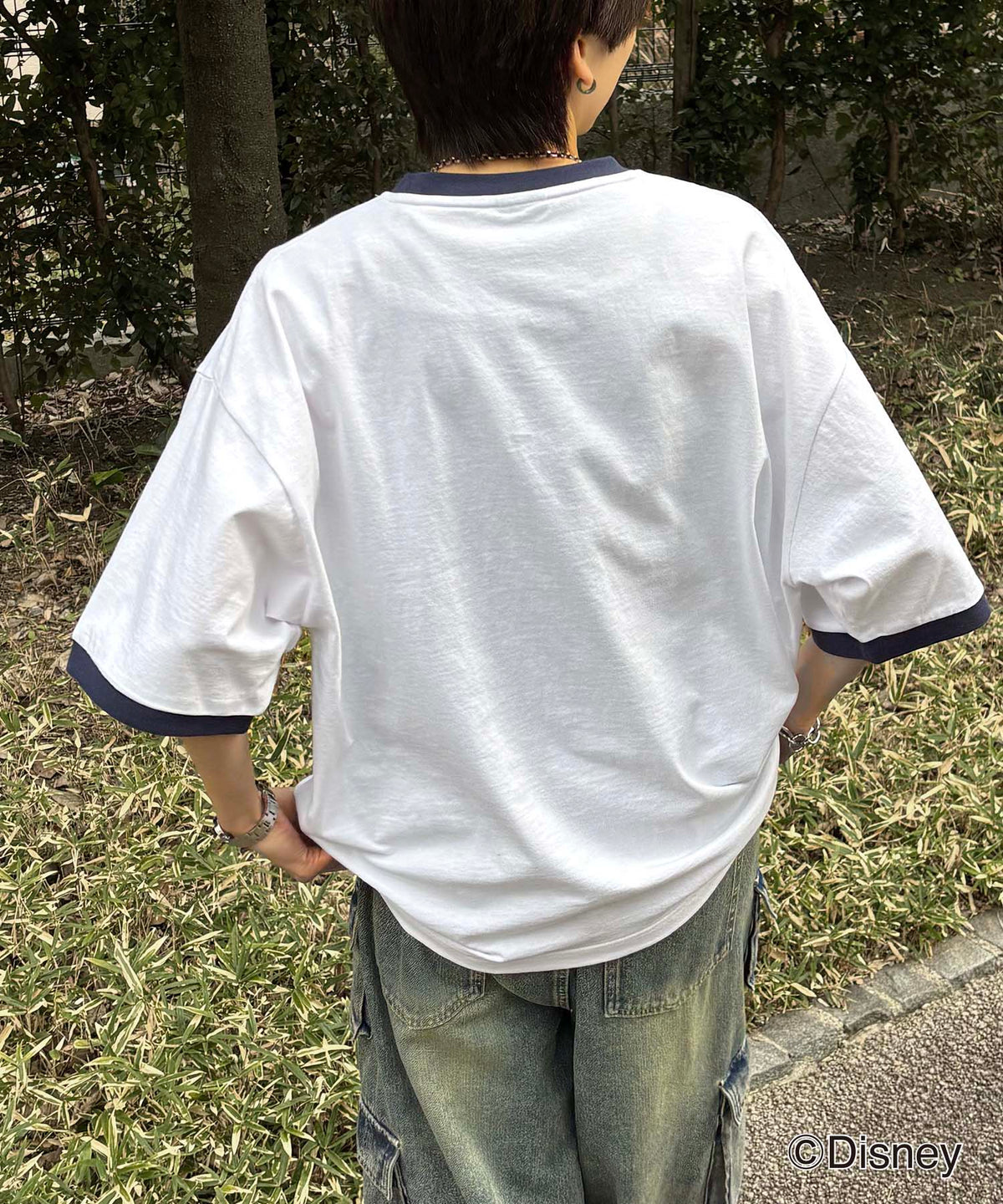 25SS Disney ヴィンテージライクプリント グーフィー リンガー半袖Tシャツ