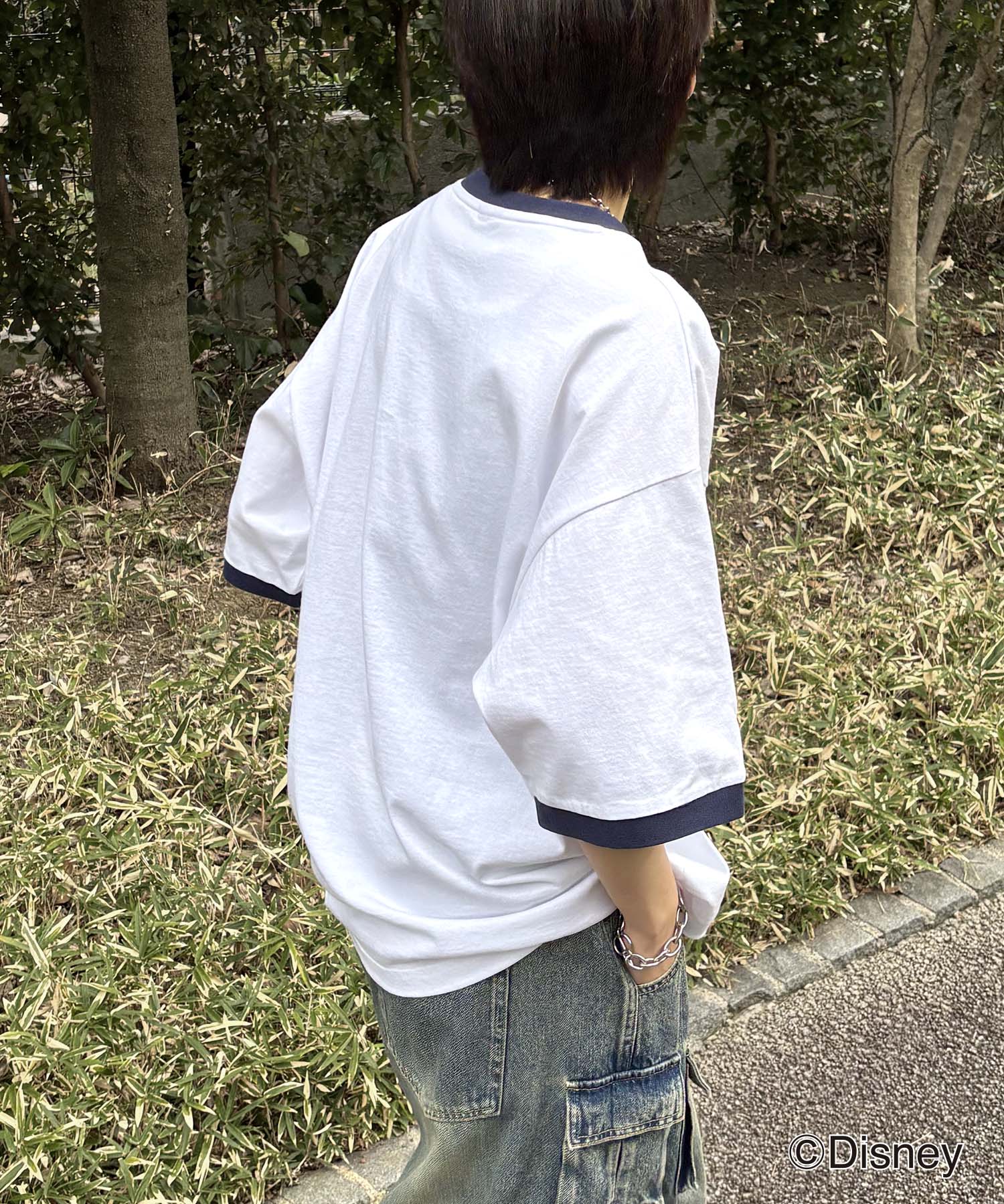 25SS Disney ヴィンテージライクプリント グーフィー リンガー半袖Tシャツ