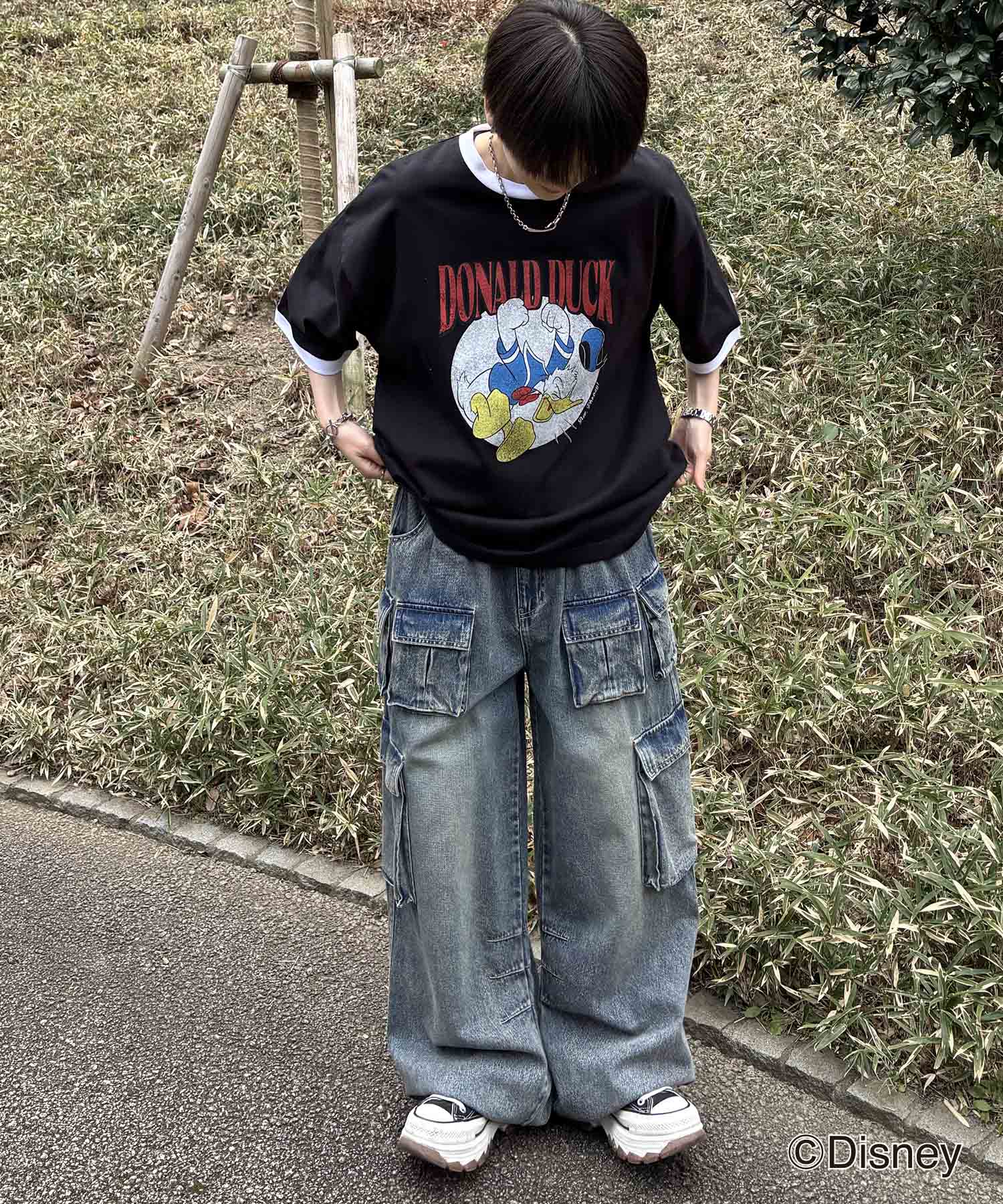 25SS Disney ヴィンテージライクプリント ドナルド リンガー半袖Tシャツ