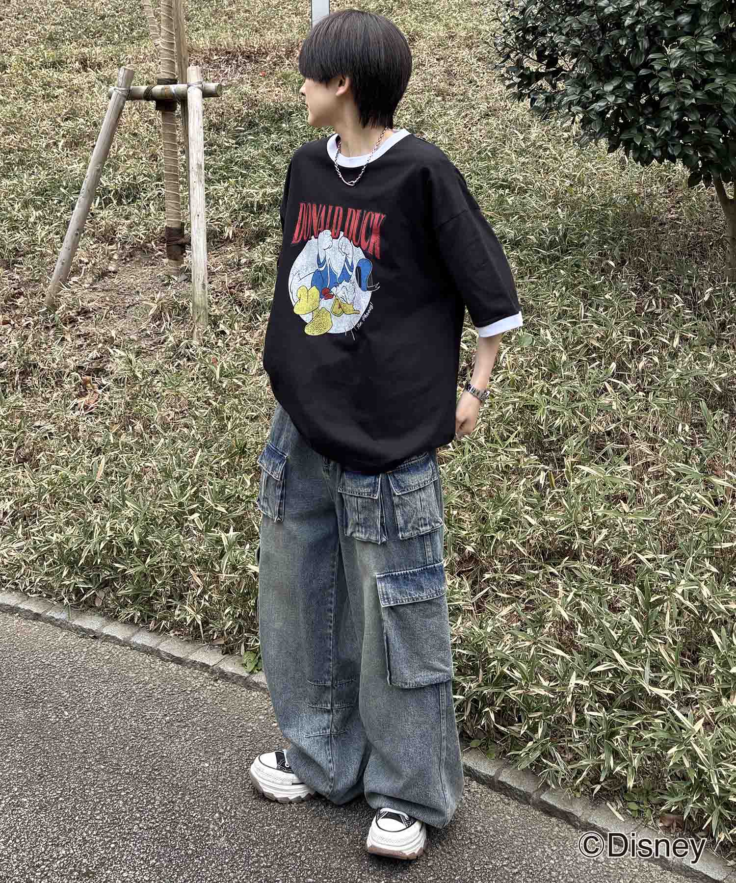 25SS Disney ヴィンテージライクプリント ドナルド リンガー半袖Tシャツ