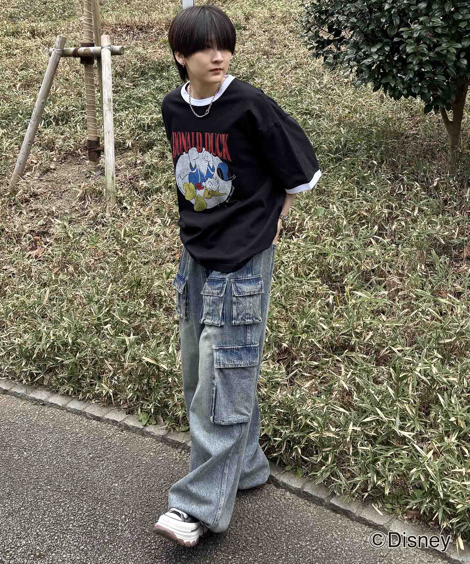 25SS Disney ヴィンテージライクプリント ドナルド リンガー半袖Tシャツ