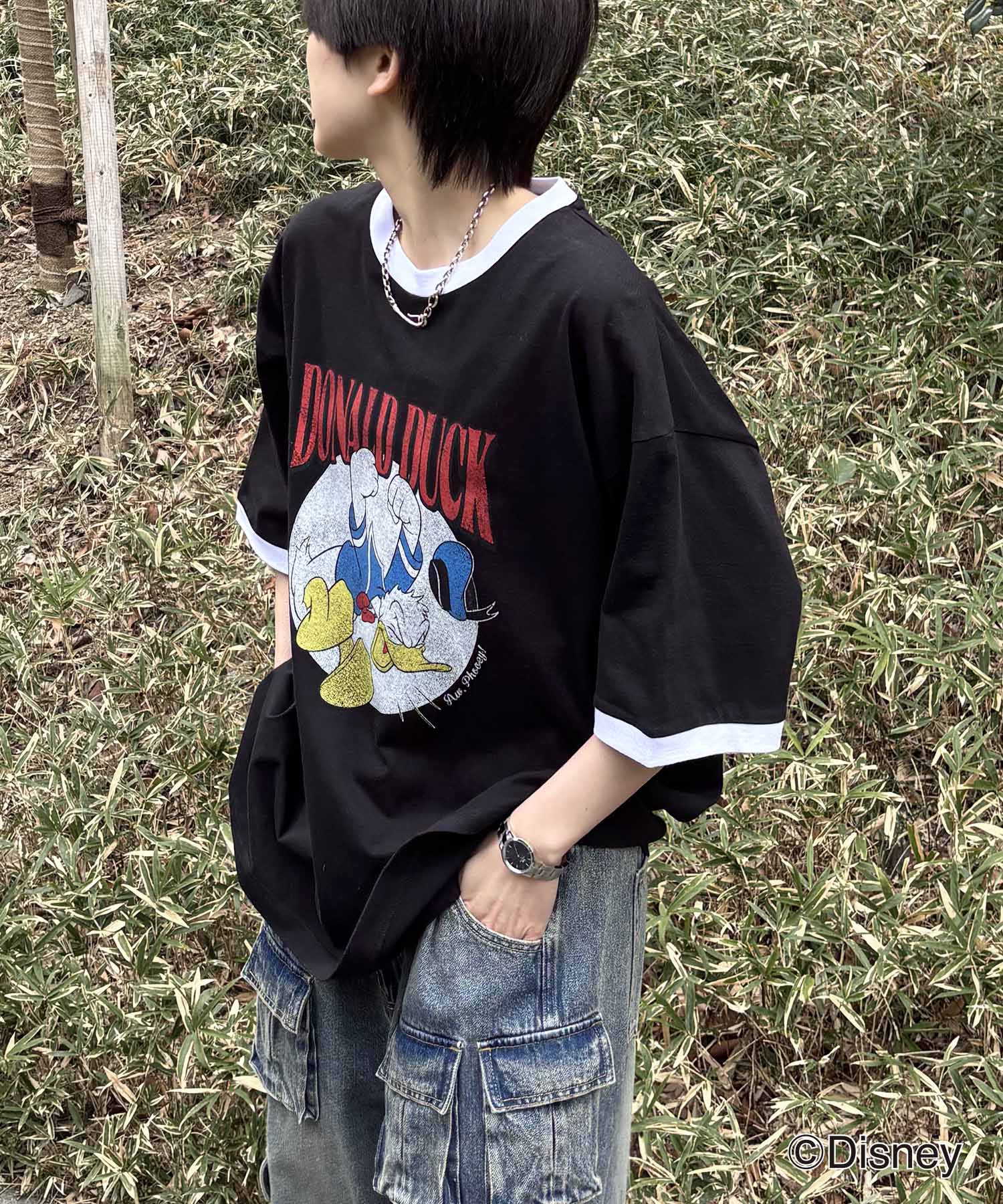 25SS Disney ヴィンテージライクプリント ドナルド リンガー半袖Tシャツ