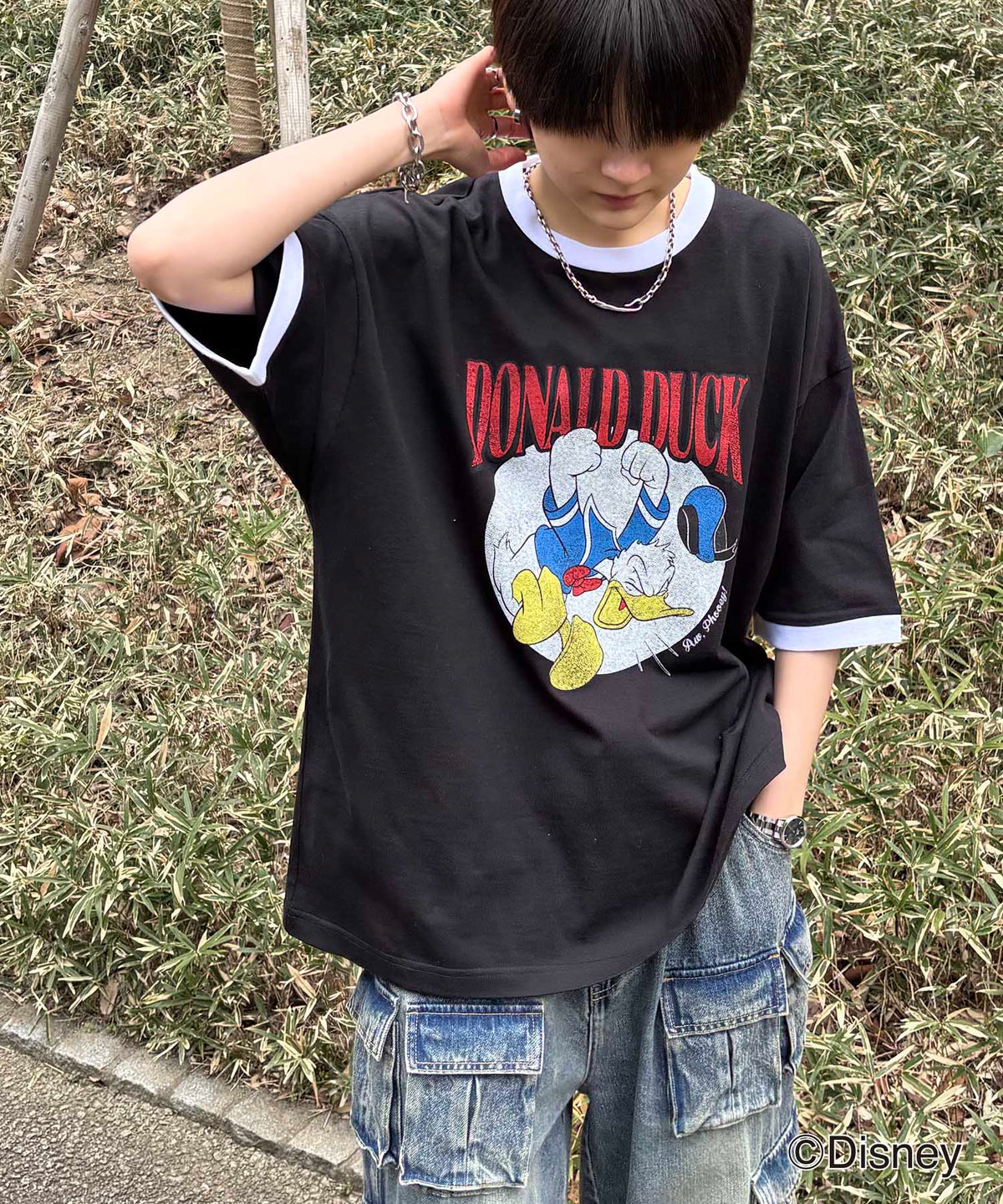 25SS Disney ヴィンテージライクプリント ドナルド リンガー半袖Tシャツ