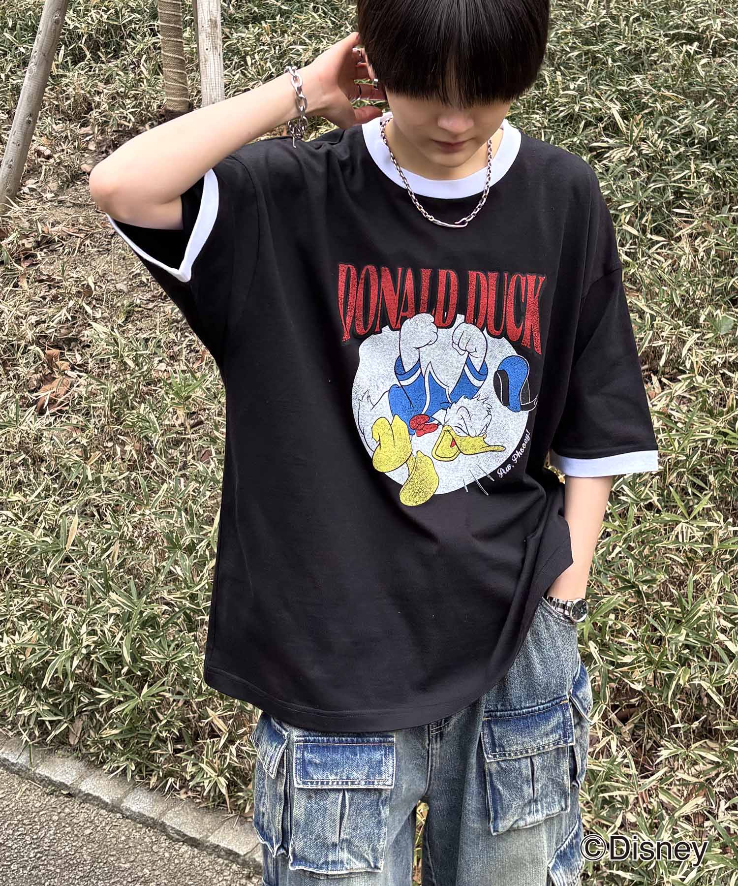 25SS Disney ヴィンテージライクプリント ドナルド リンガー半袖Tシャツ