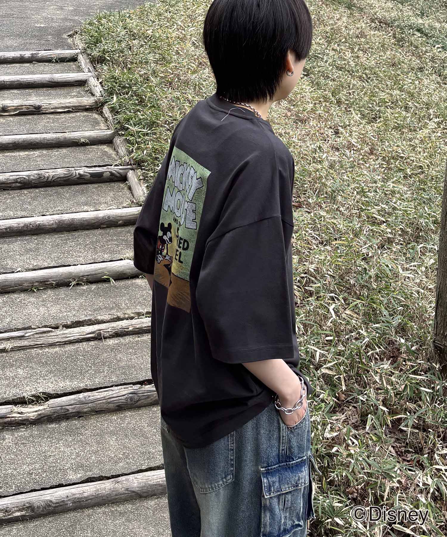 25SS Disney ヴィンテージライクプリント ミッキー ポスタープリント半袖Tシャツ