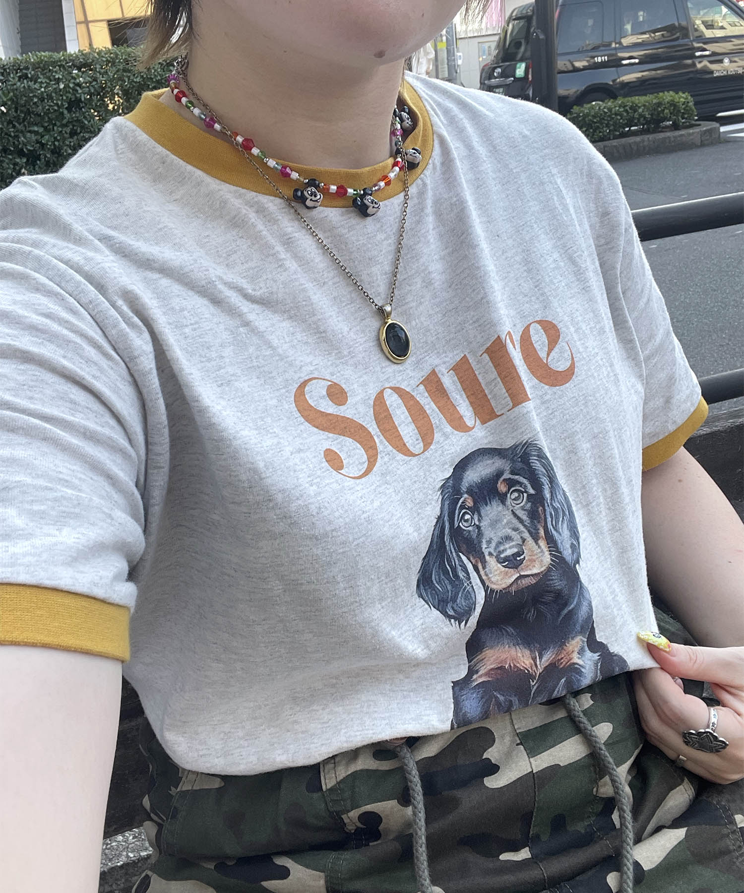 25SS 【Soure】ドッグ リンガー フロントプリント 半袖Tシャツ