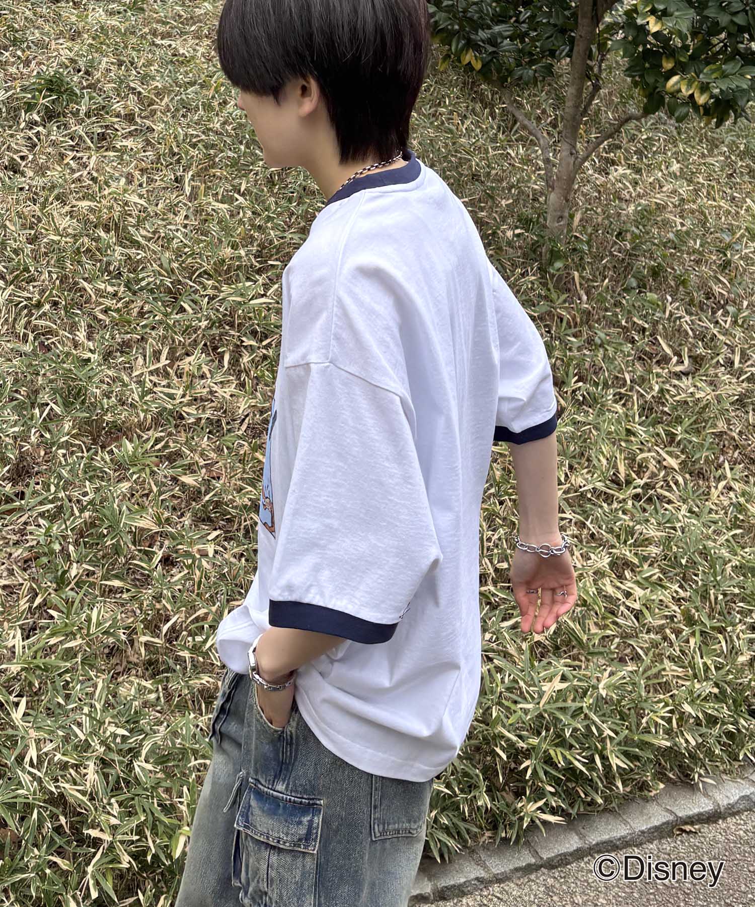 25SS Disney ヴィンテージライクプリント ミッキー リンガー半袖Tシャツ
