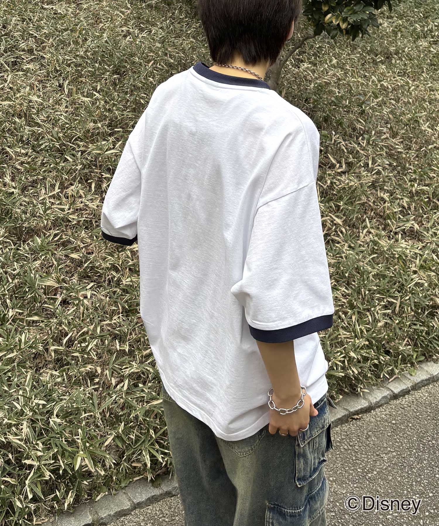25SS Disney ヴィンテージライクプリント ミッキー リンガー半袖Tシャツ