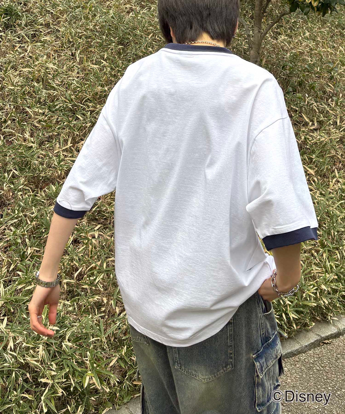 25SS Disney ヴィンテージライクプリント ミッキー リンガー半袖Tシャツ