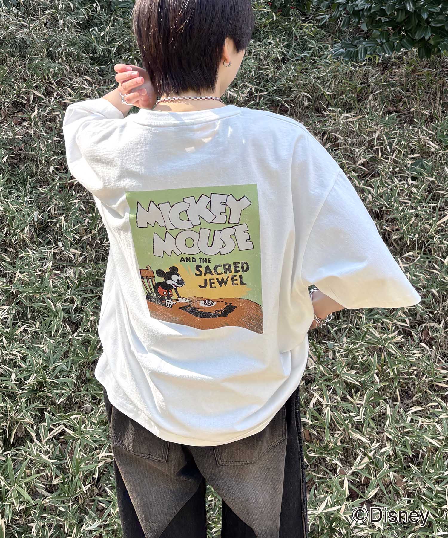 25SS Disney ヴィンテージライクプリント ミッキー ポスタープリント半袖Tシャツ