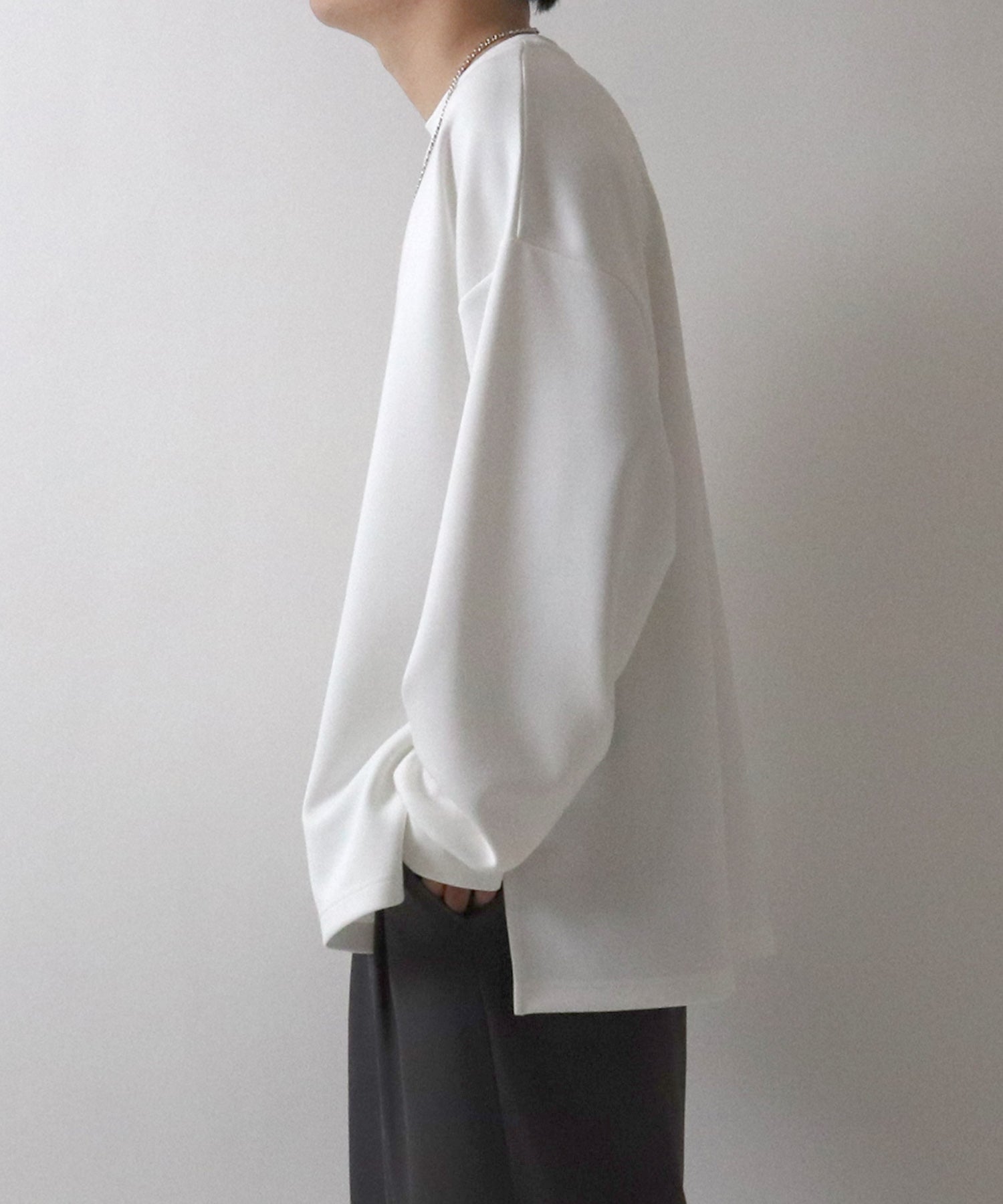 ドレープトロミ オーバーサイズ ワンポイント ビッグシルエット ダンボールニット プルオーバースウェット