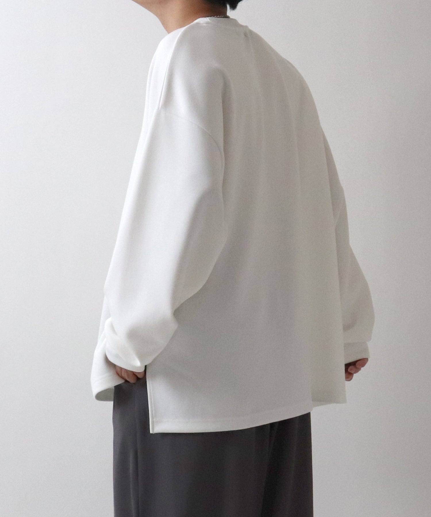 ドレープトロミ オーバーサイズ ワンポイント ビッグシルエット ダンボールニット プルオーバースウェット