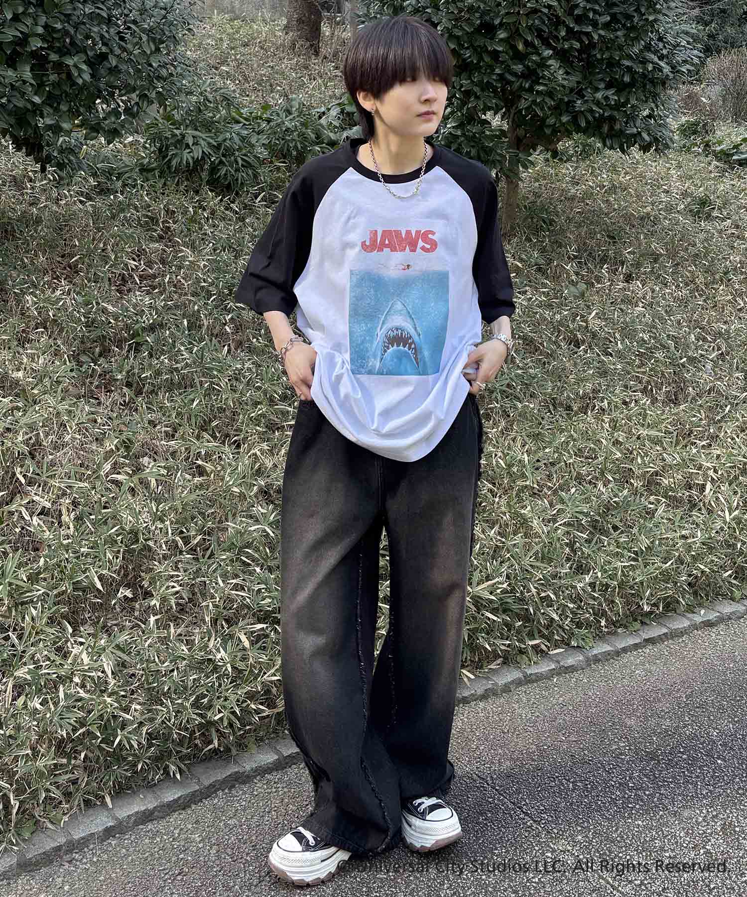 25SS【JAWS / ジョーズ】retro movie ヴィンテージライク レトロ映画半袖Tシャツ