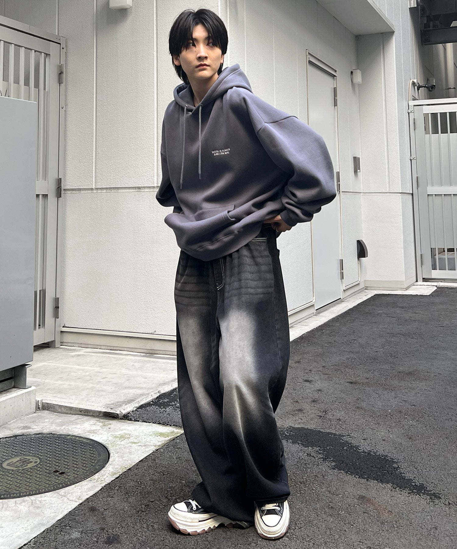 フォトプリント 韓国ストリート アソートプリントパーカー ビッグフーディー