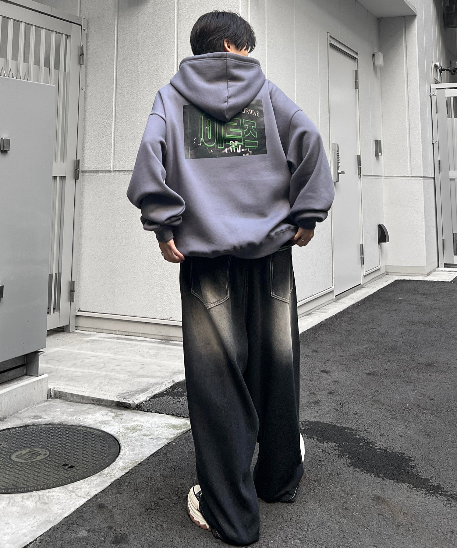 フォトプリント 韓国ストリート アソートプリントパーカー ビッグフーディー