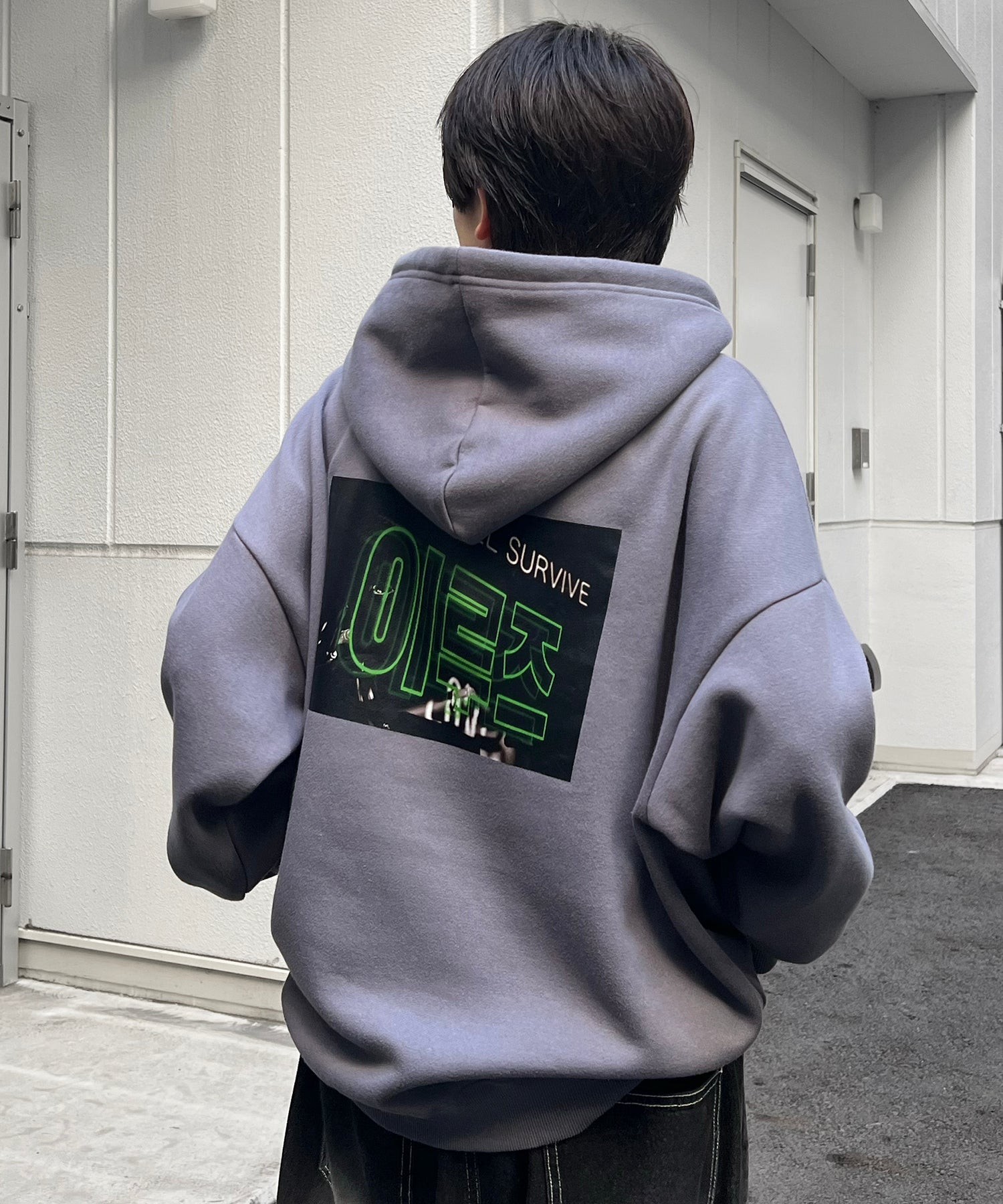 フォトプリント 韓国ストリート アソートプリントパーカー ビッグフーディー