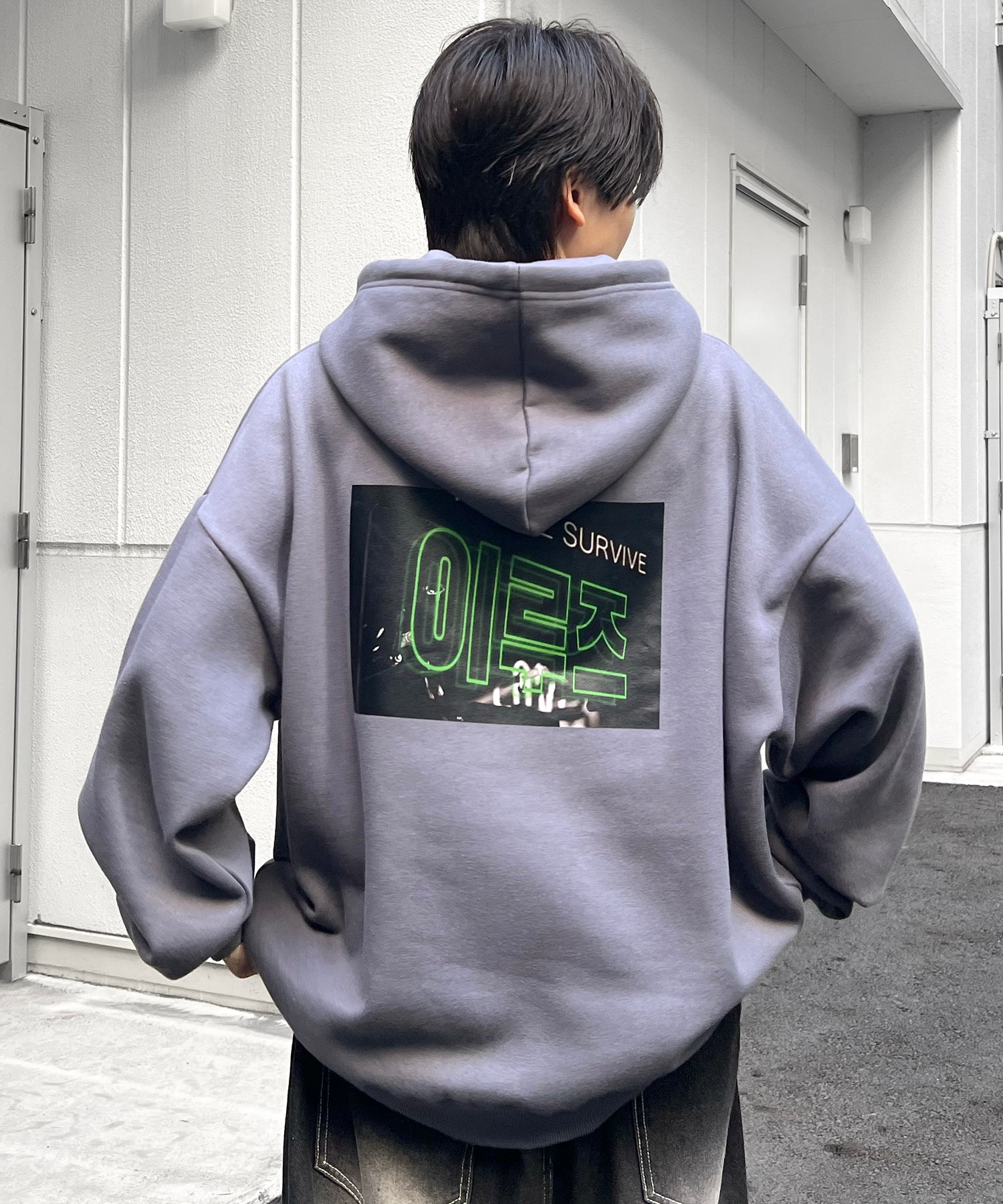 フォトプリント 韓国ストリート アソートプリントパーカー ビッグフーディー