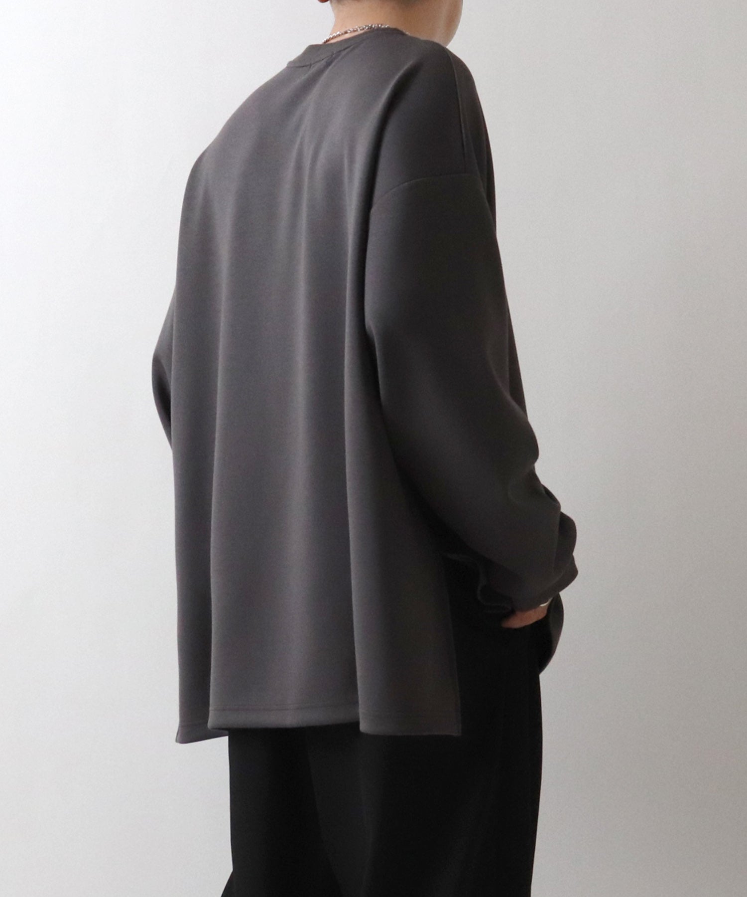 ドレープトロミ オーバーサイズ ワンポイント ビッグシルエット ダンボールニット プルオーバースウェット