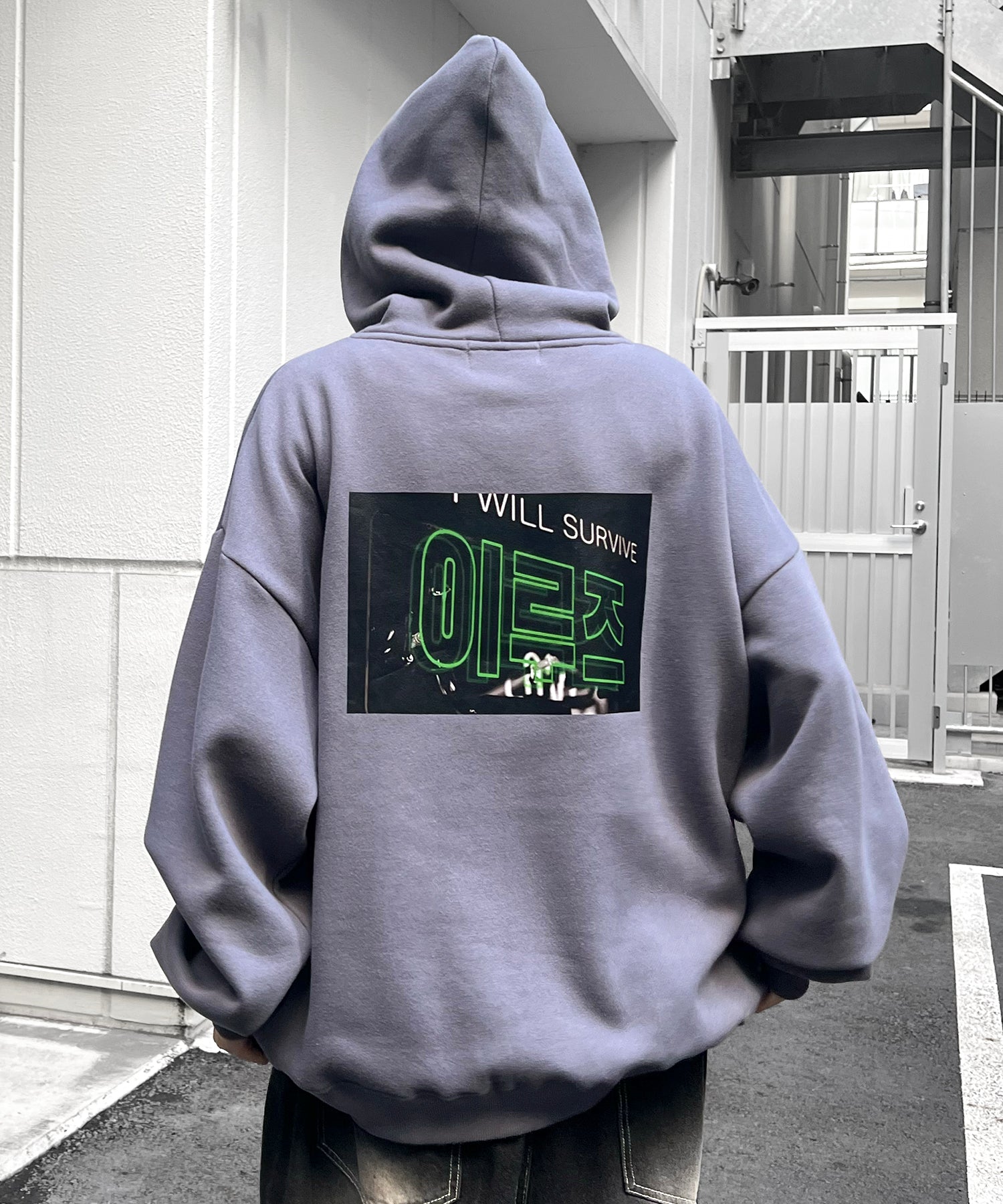 フォトプリント 韓国ストリート アソートプリントパーカー ビッグフーディー