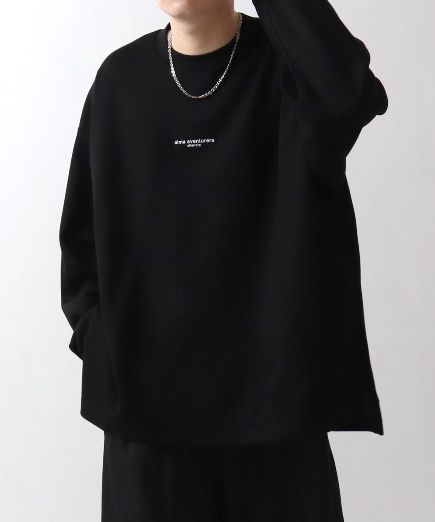 ドレープトロミ オーバーサイズ ワンポイント ビッグシルエット ダンボールニット プルオーバースウェット