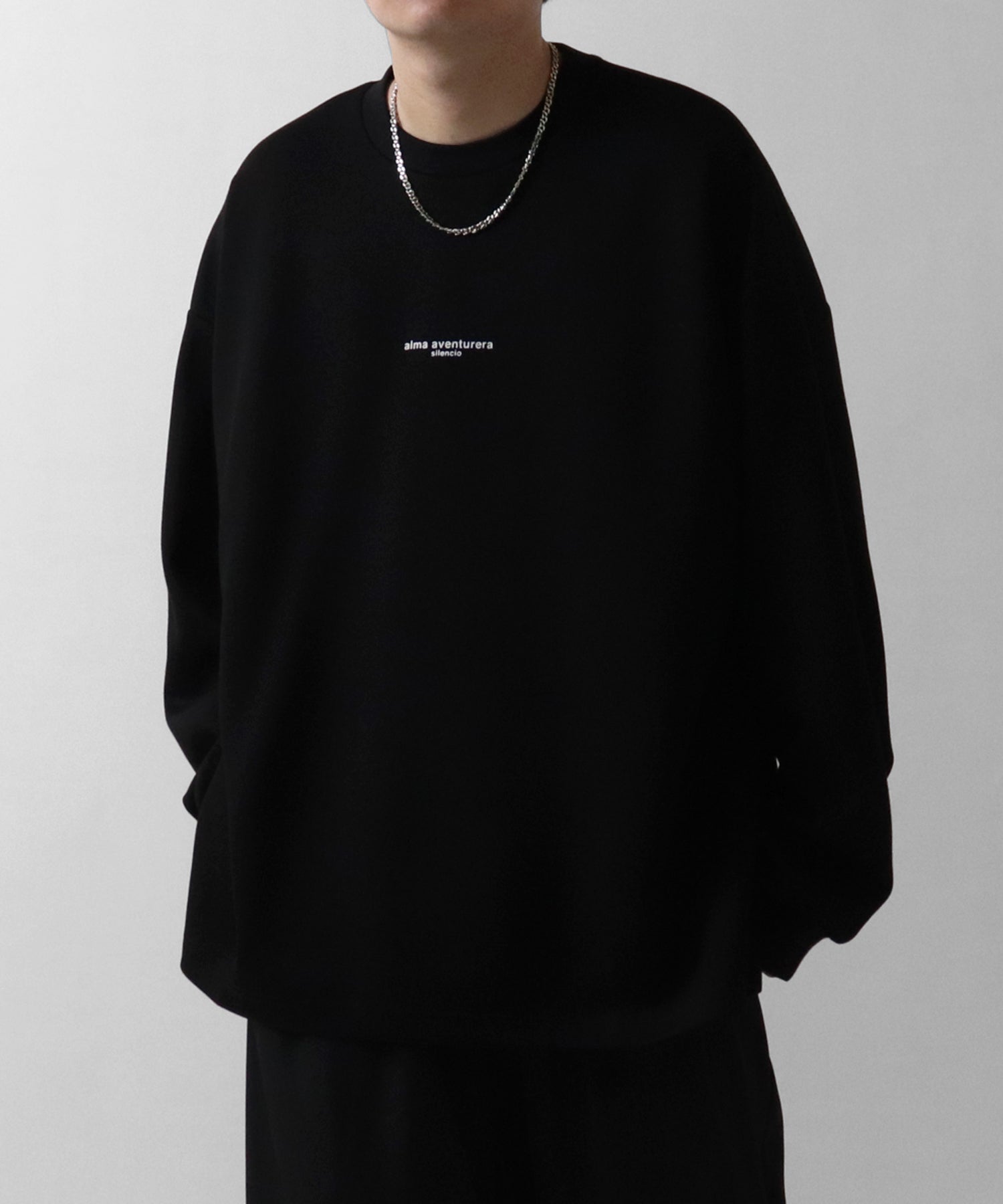 ドレープトロミ オーバーサイズ ワンポイント ビッグシルエット ダンボールニット プルオーバースウェット