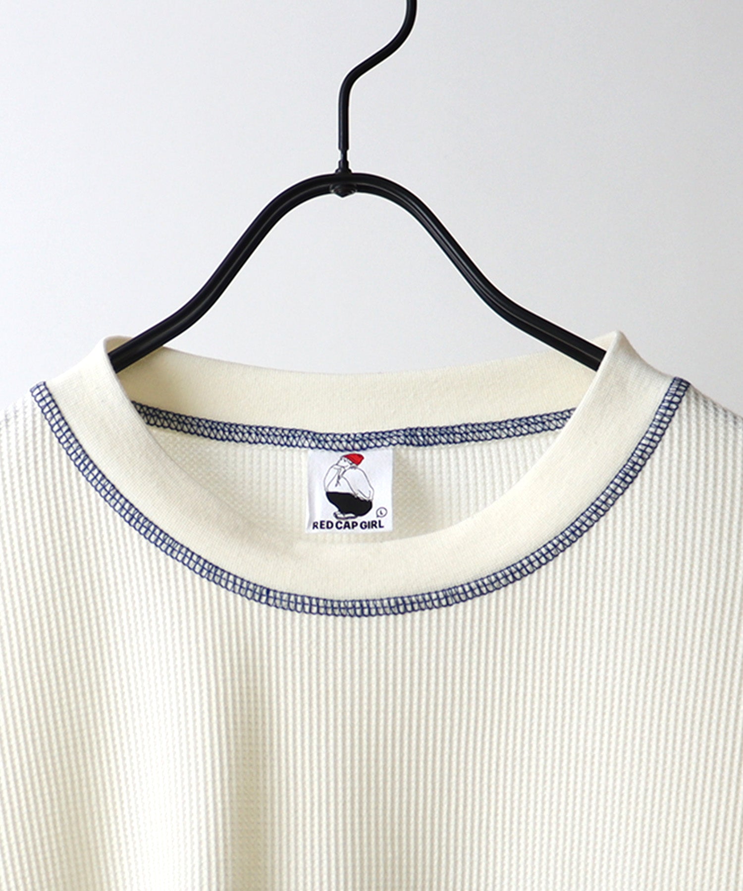 【RED CAP GIRL】25SS アウトステッチ ビッグシルエットワッフルロンT