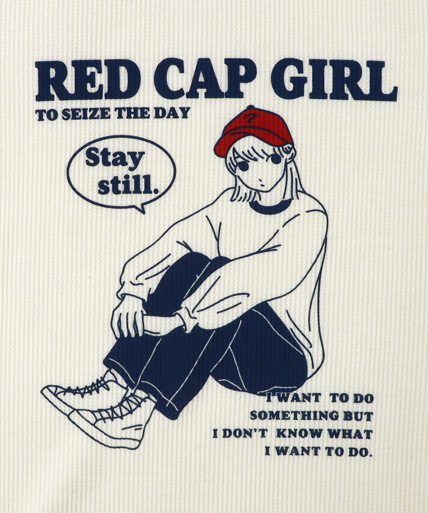 【RED CAP GIRL】25SS アウトステッチ ビッグシルエットワッフルロンT