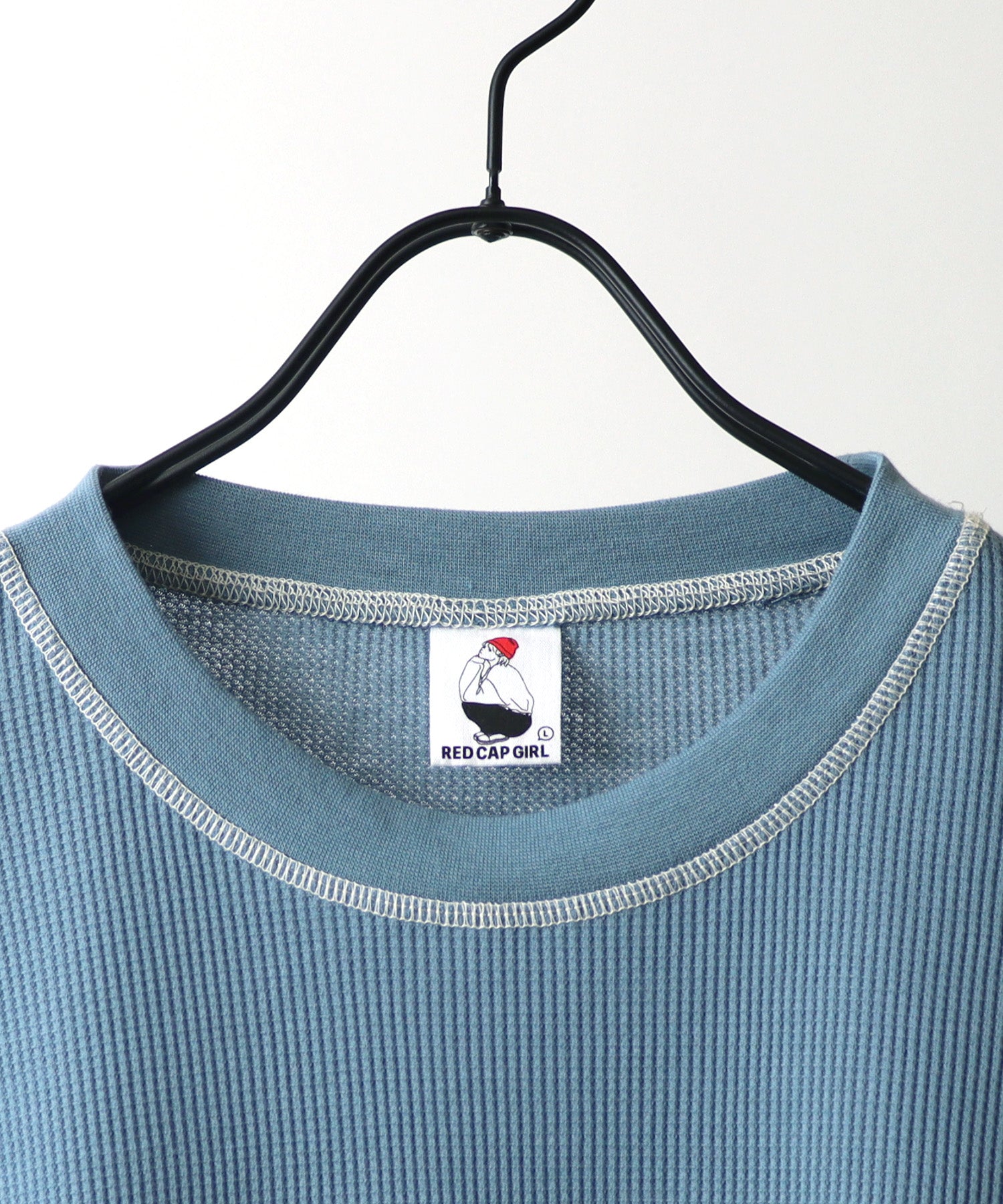 【RED CAP GIRL】25SS アウトステッチ ビッグシルエットワッフルロンT