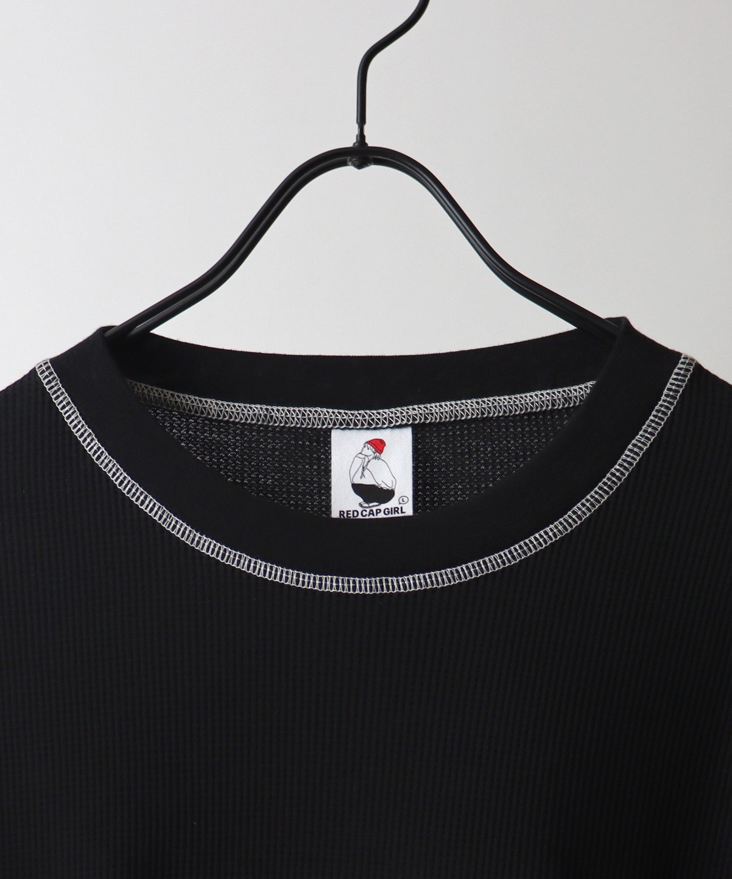 【RED CAP GIRL】25SS アウトステッチ ビッグシルエットワッフルロンT