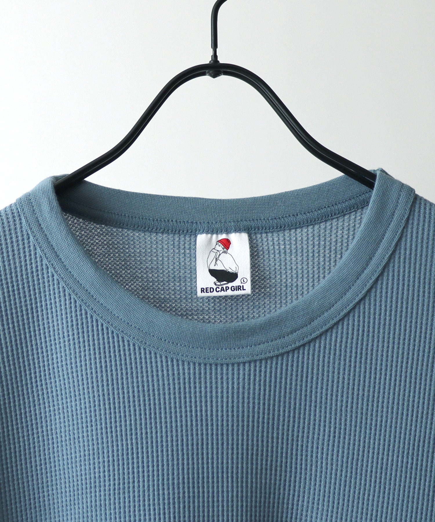 【RED CAP GIRL】25SS アウトステッチ / ワンポイント胸刺繍 ビッグシルエットワッフルロンT