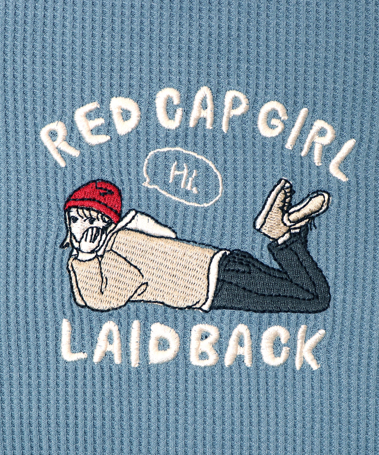 【RED CAP GIRL】25SS アウトステッチ / ワンポイント胸刺繍 ビッグシルエットワッフルロンT